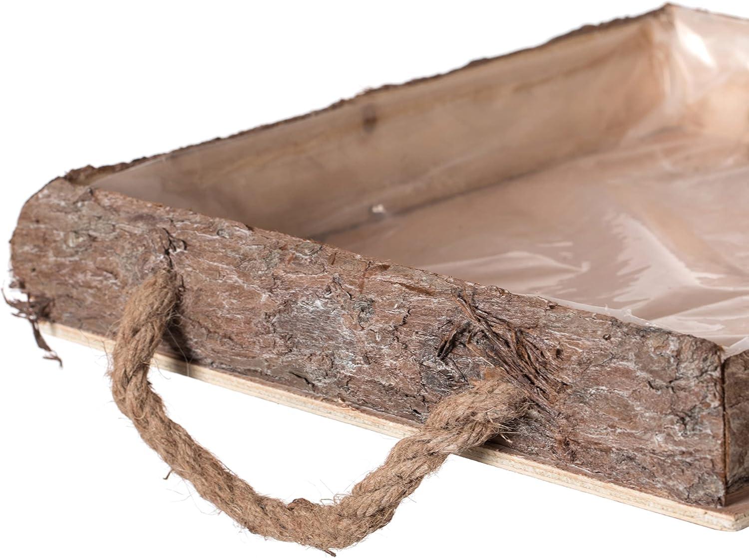 Vintiquewise Indoor and Outdoor Set of 2 Brown Vintage Bark Square Wooden Mini Flowerpot Planter