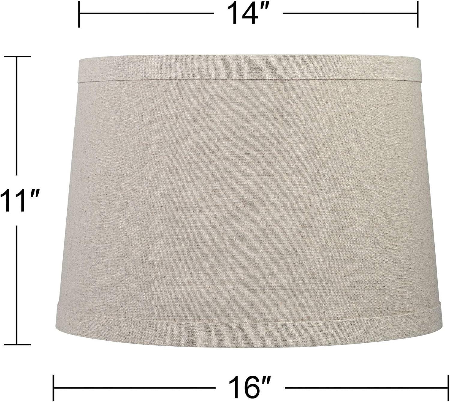 Springcrest Burlap Medium Drum Lamp Shade 14" Top x 16" Bottom x 11" High (Spider) Replacement with Harp and Finial