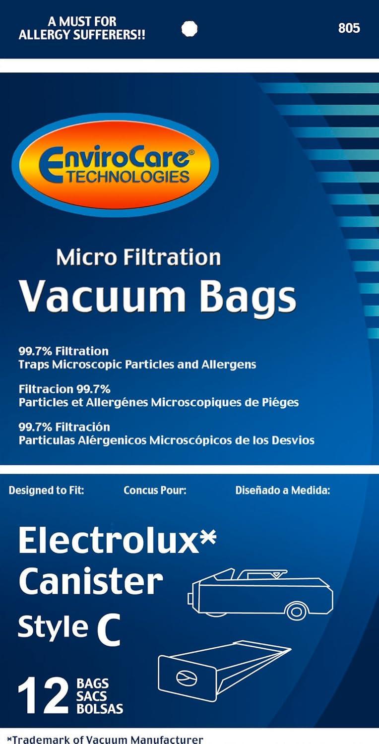 Electrolux Canisters Style C Micro Filtration Vacuum Cleaner Dust Bags 12 Pack