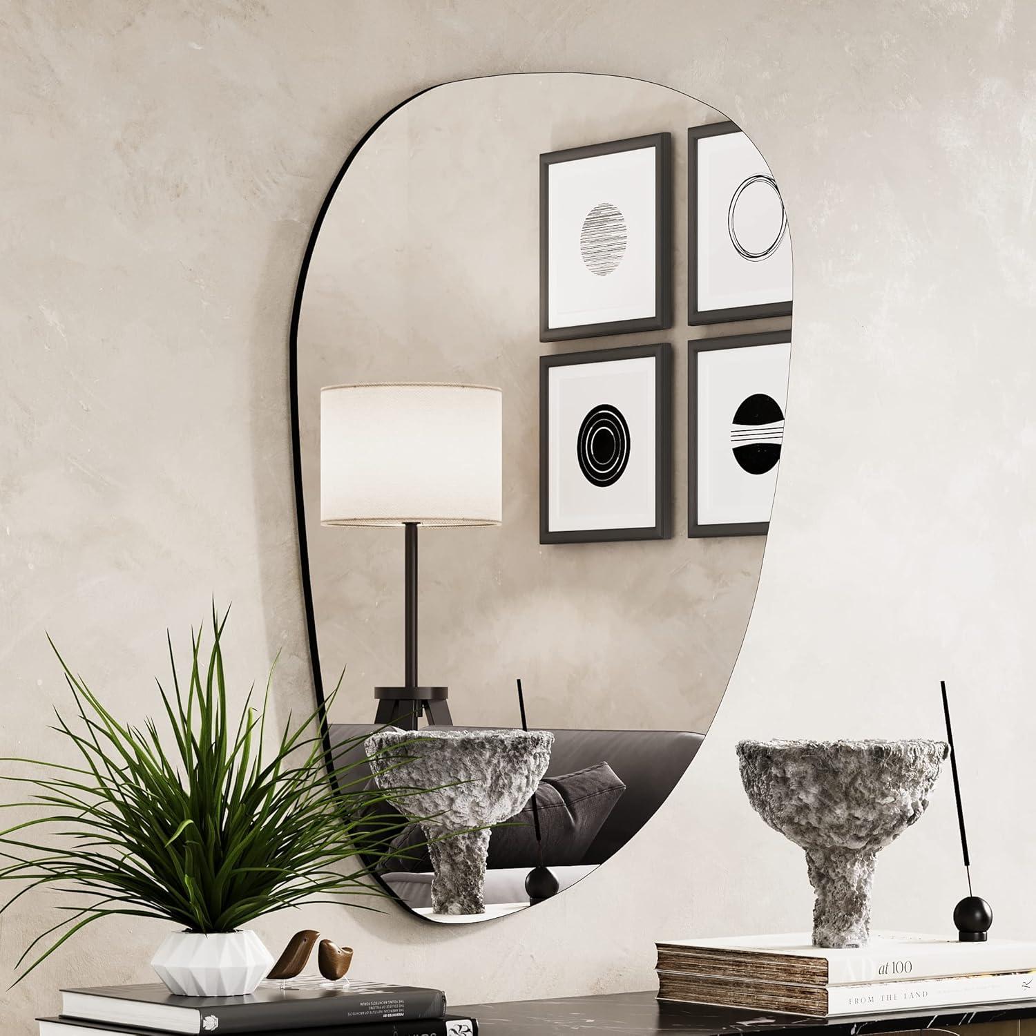 DWELLER Irregular Mirror for Wall Decor 36.2"x27.1", Asymmetrical Mirror, Modern Frameless Wall Mirror for Bathroom Bedroom Entryway Living Room Vanity