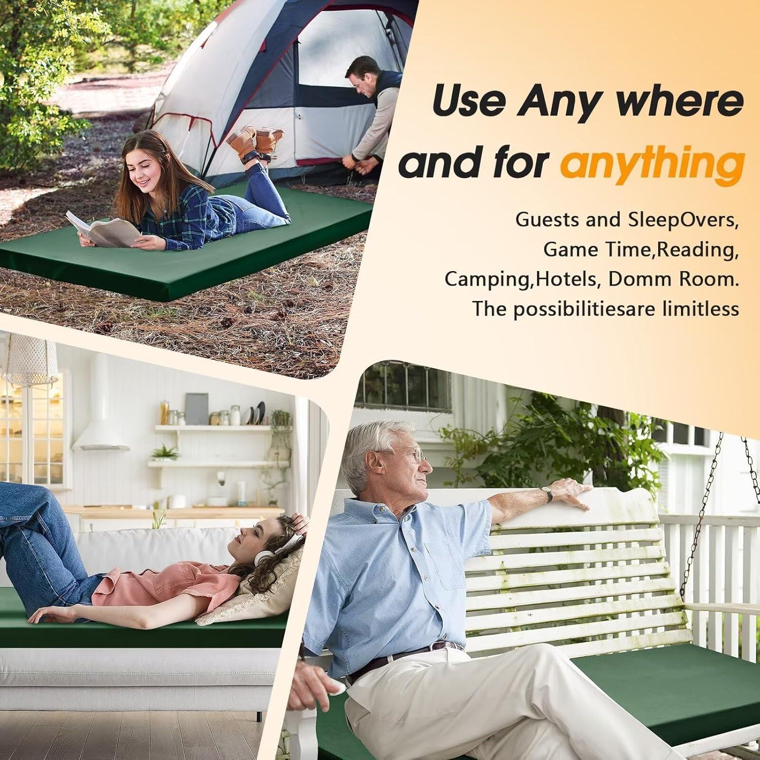 LIFETIME FLOORING LLC Camping Cot Mattress Memory Foam Sleeping Pad For Camping Cot