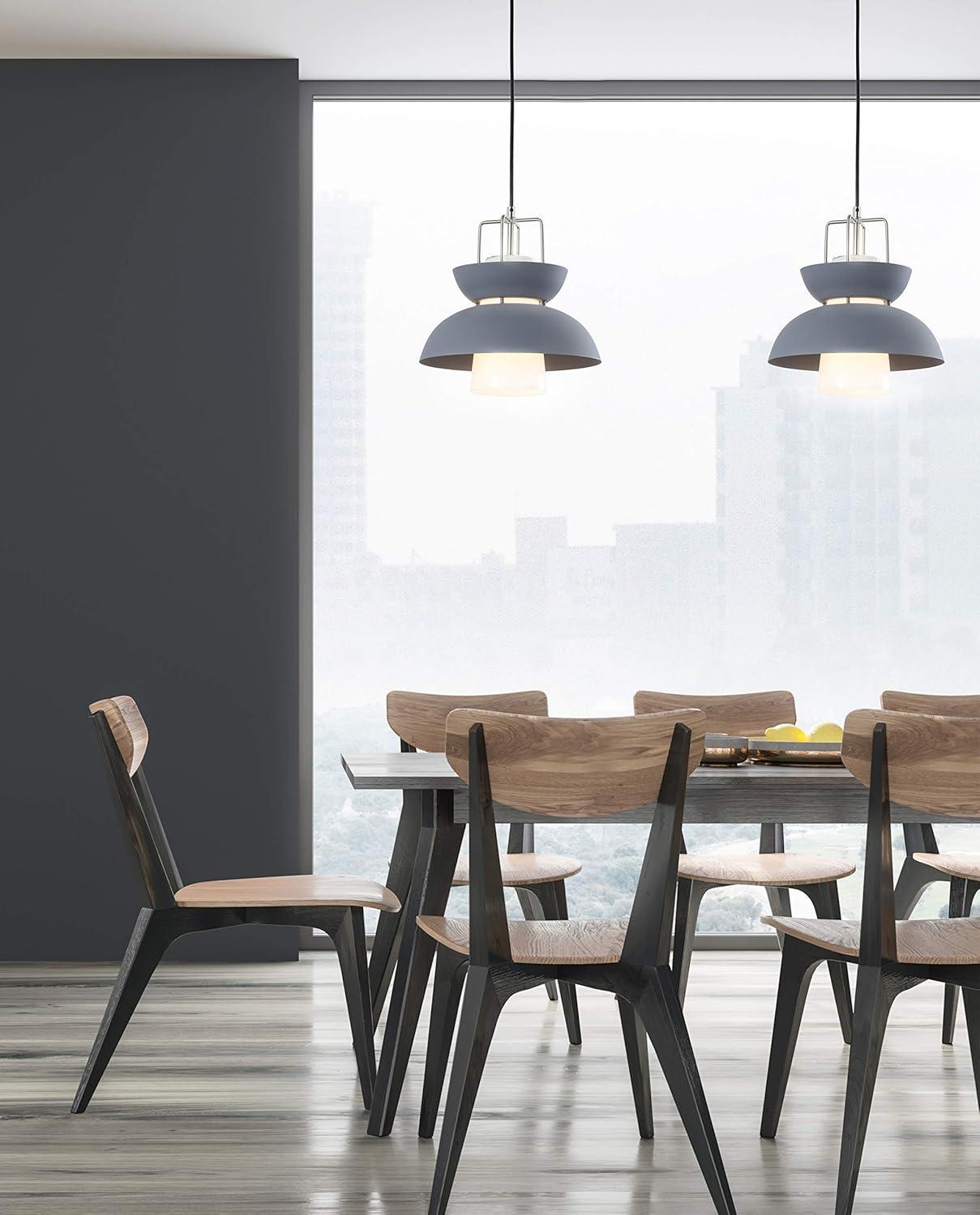 Paul 11" Farmhouse Metal LED Pendant, Gray