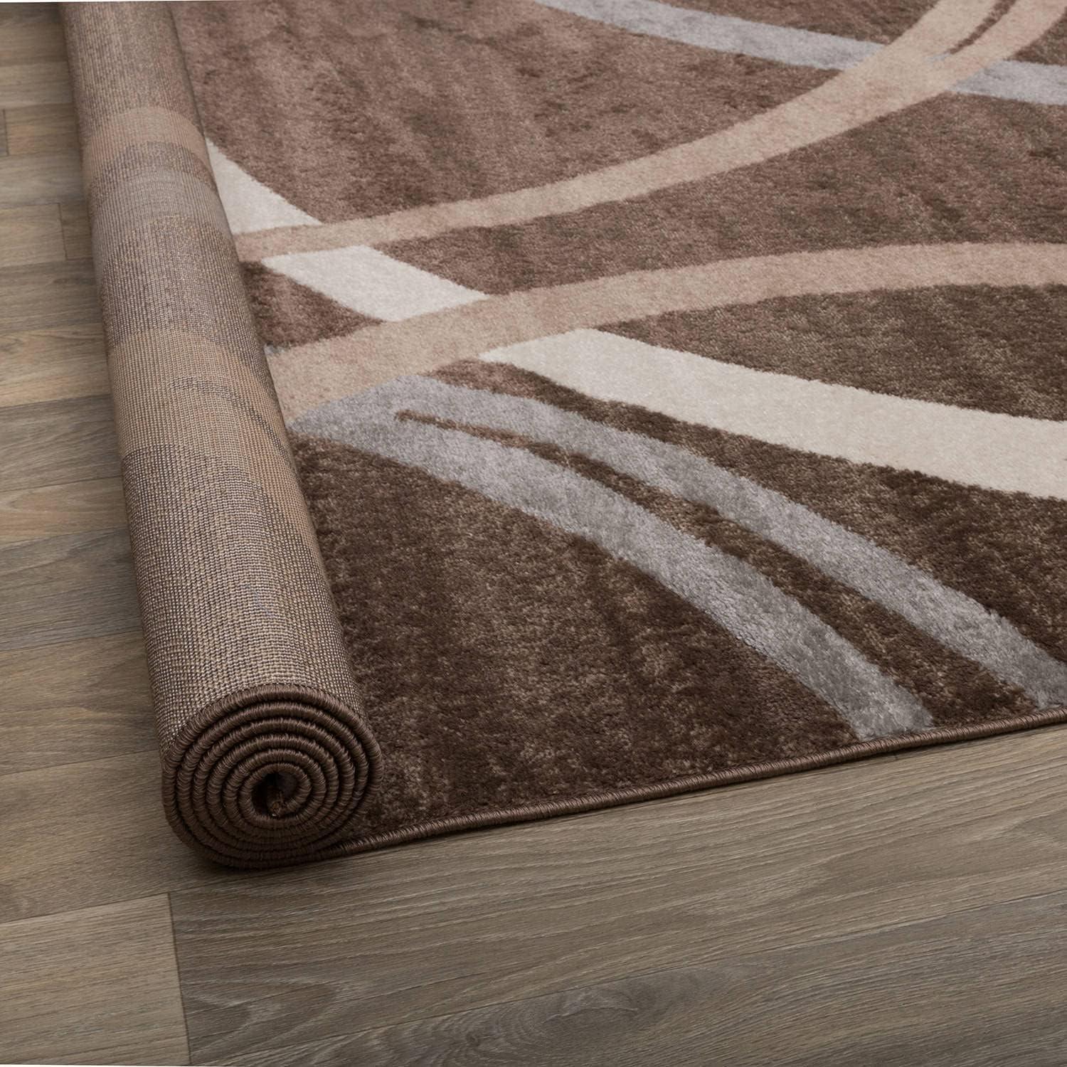 World Rug Gallery Contemporary Abstract Circles Design Brown 2' x 3' Indoor Area Rug