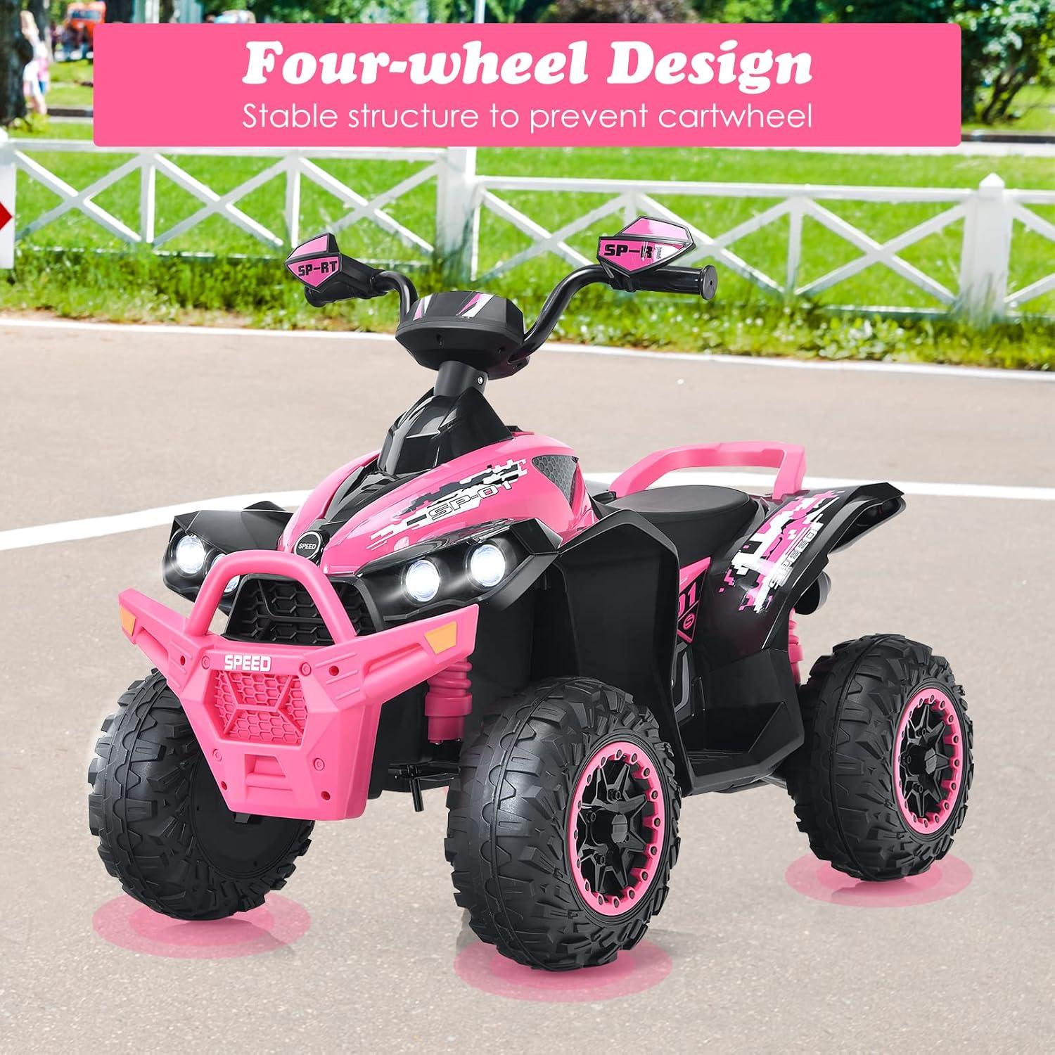 Infans 12V Battery Powered Kids Ride On ATV Electric 4-Wheeler Quad Car w/ MP3 & Light