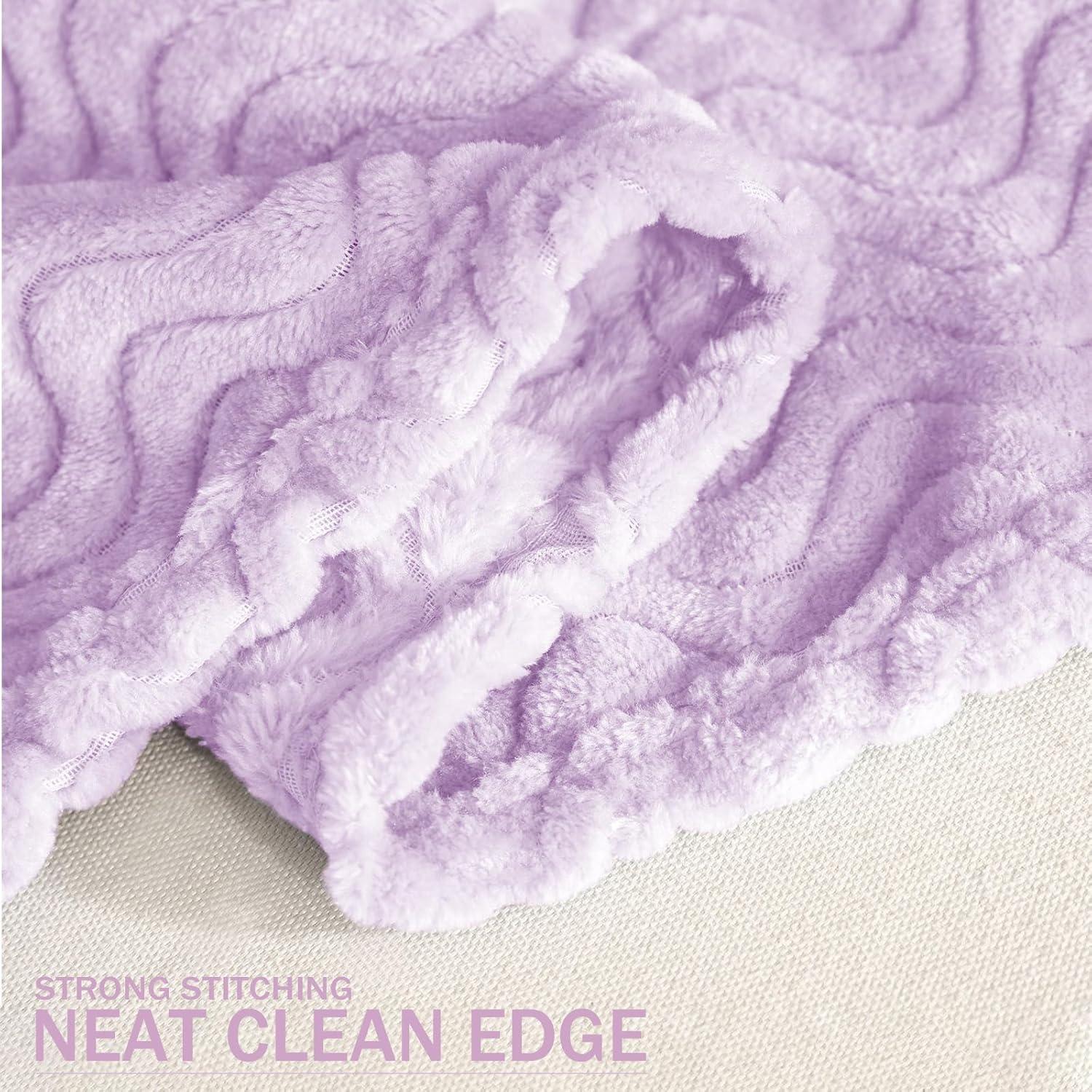 PAVILIA Soft Waffle Blanket Throw for Sofa Bed, Lightweight Plush Warm Blanket for Couch , Lavender Purple/Throw - 50x60