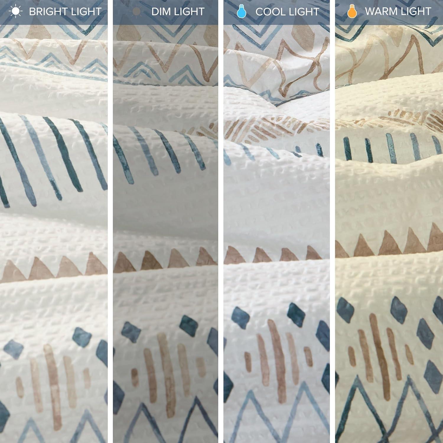 Madison Park Fraser 5 Piece Printed Seersucker Comforter Set with Throw Pillows