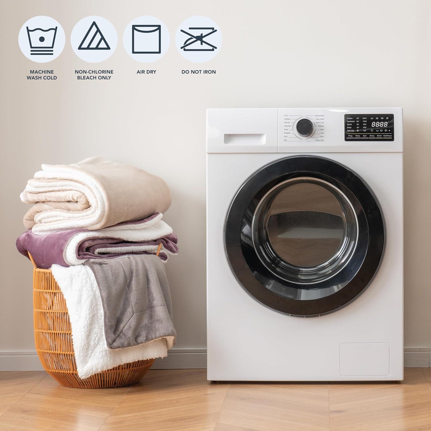 Berkshire Blanket-Sherpa Throw Blanket, Warm and Soft Loftmink Reversible Throw for Couch, Sofa and Travel, Frosty Mauve, 50 in x 60 in