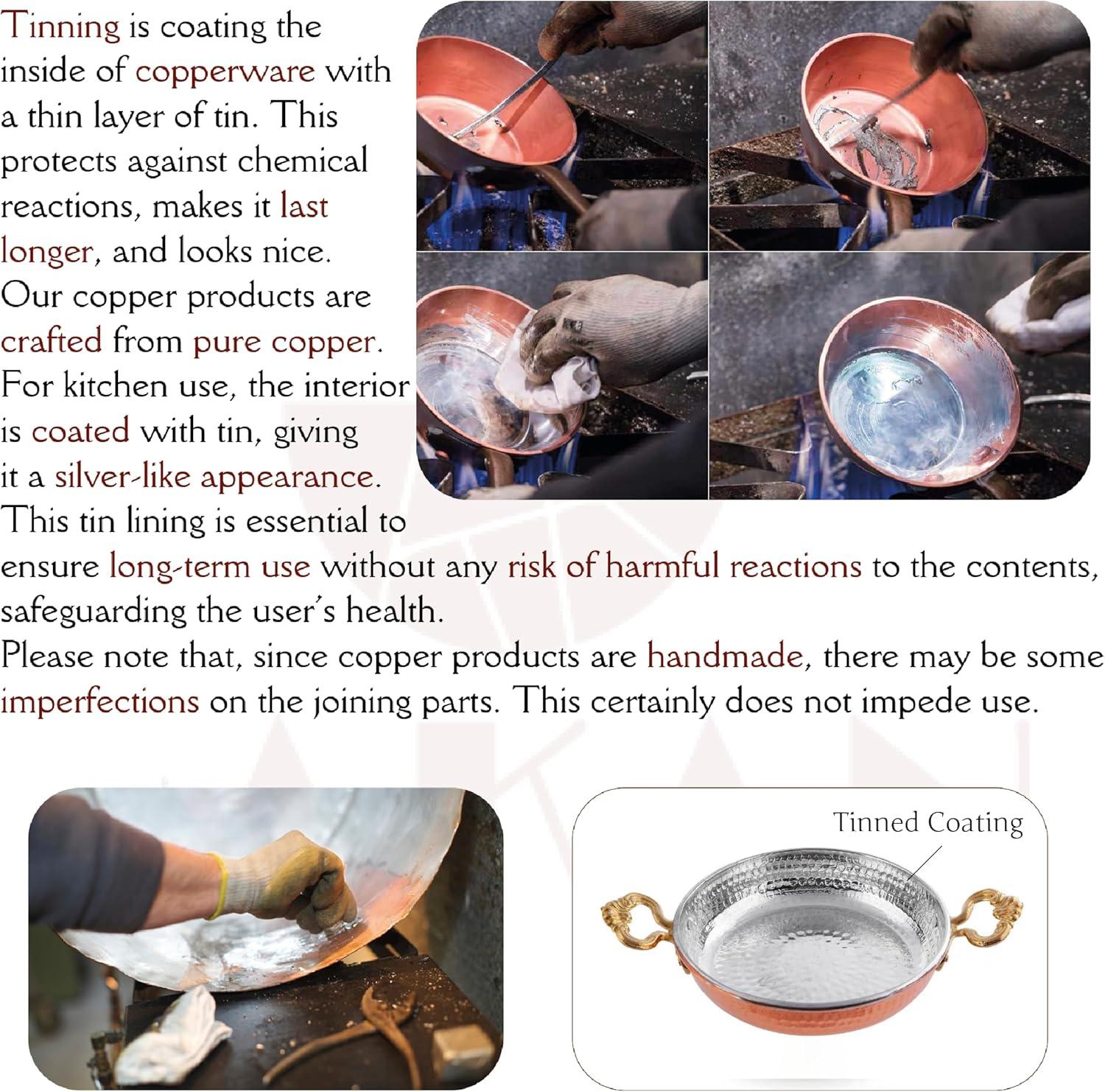 Hammered Copper Food Safe  Egg Omelet Pan Sahan, Copper Round Chef Pan, Traditional Handcrafted Copper Pan, 8.7 Inches (22 cm)