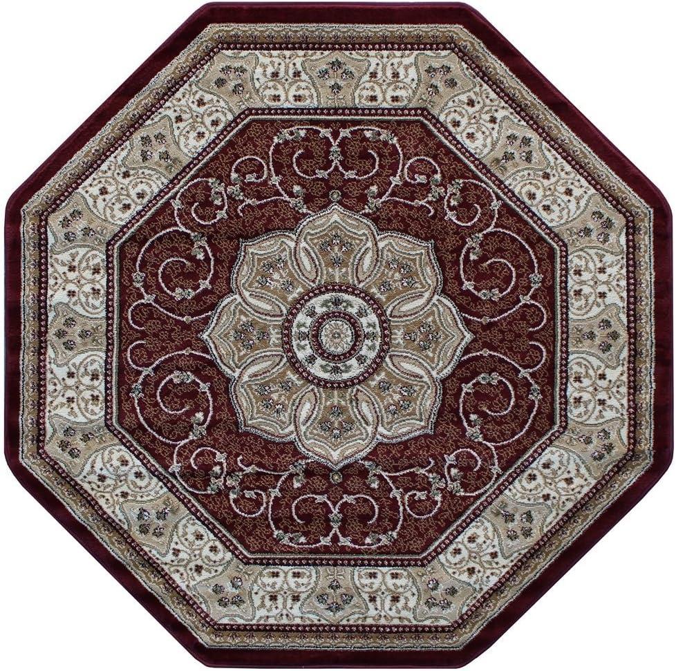 Masada Rugs Traditional Octagon Area Rug Design # 404 Burgundy (5 Feet 3 Inch X 5 Feet 3 Inch) Octagon