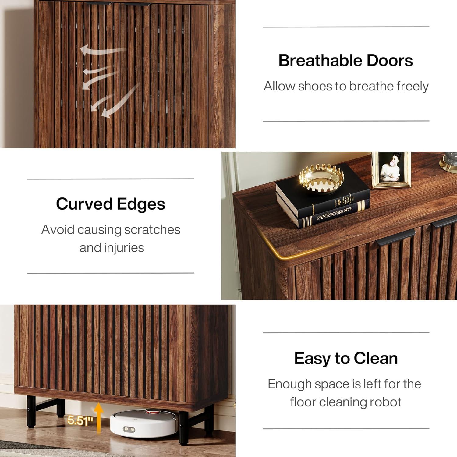 Tribesigns 6-Tier Bathroom Floor Cabinet, Wooden Bathroom Storage Cabinet, Large Sideboard Cabient for Bathroom/Kitchen/Living Room (Walnut)