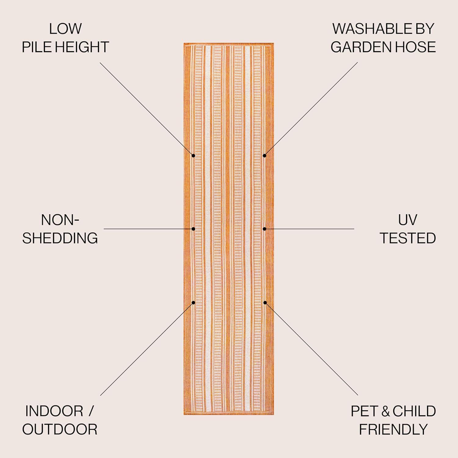 3' x 5' Haynes Modern Double Stripe Indoor/Outdoor Area Rug, Orange/Cream - JONATHAN Y