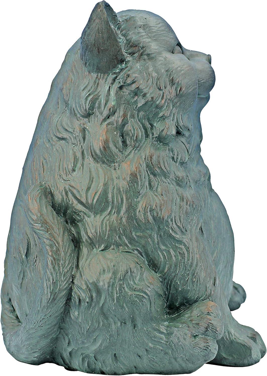 Design Toscano Sitting Phat Cat Animal Statue, 8 Inch, Resin, Faux Bronze Finish