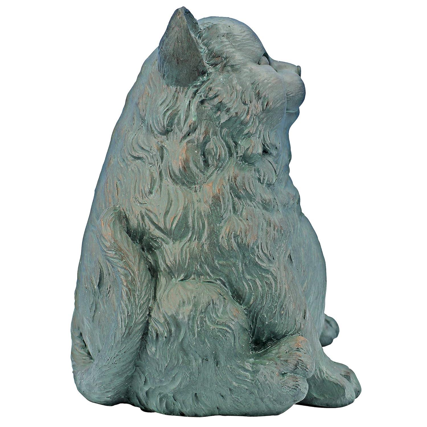 Design Toscano Sitting Phat Cat Animal Statue, 8 Inch, Resin, Faux Bronze Finish