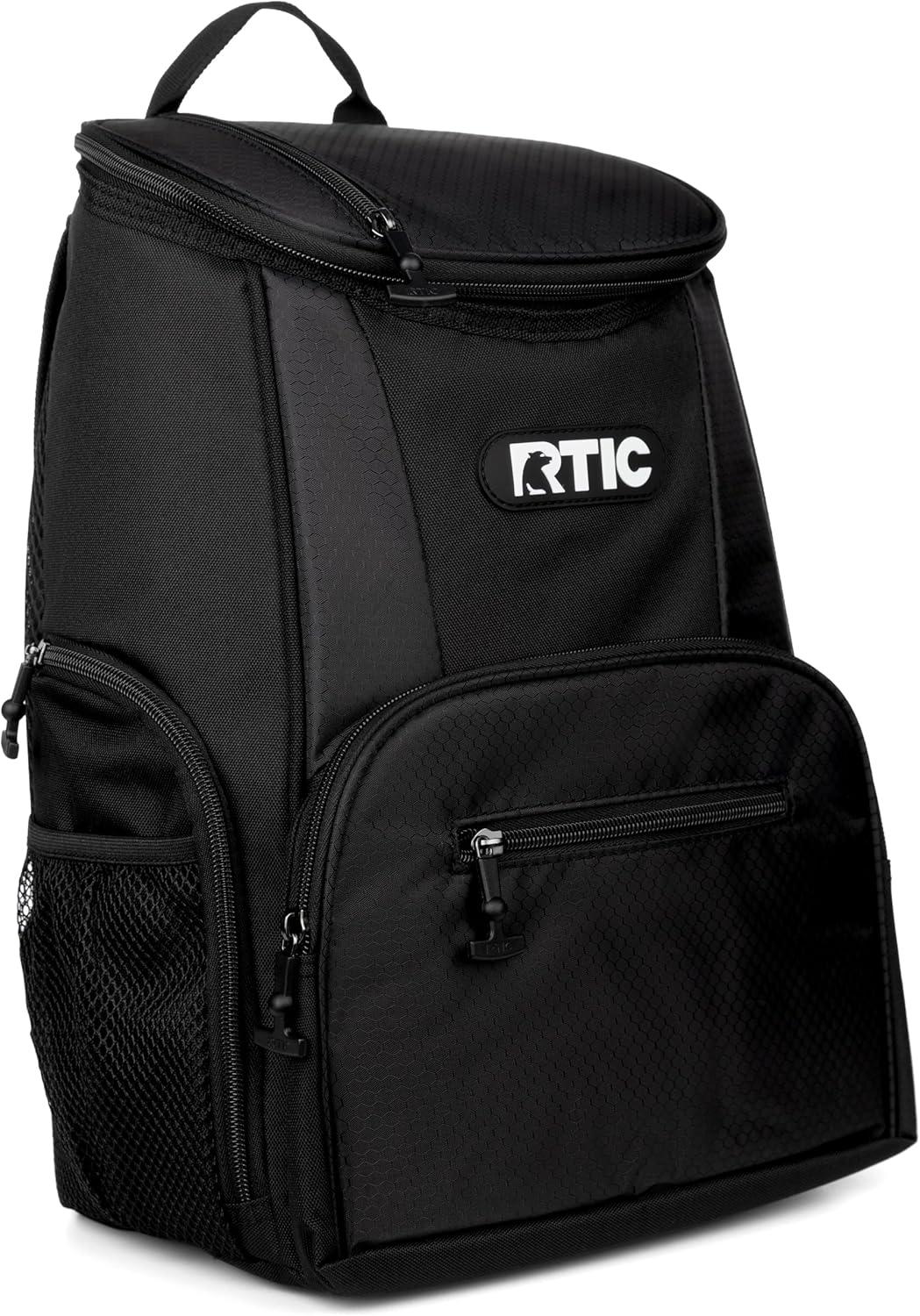 RTIC 15 Can Lightweight Backpack Insulated Cooler, 10 Qt, Storage Pockets, Black