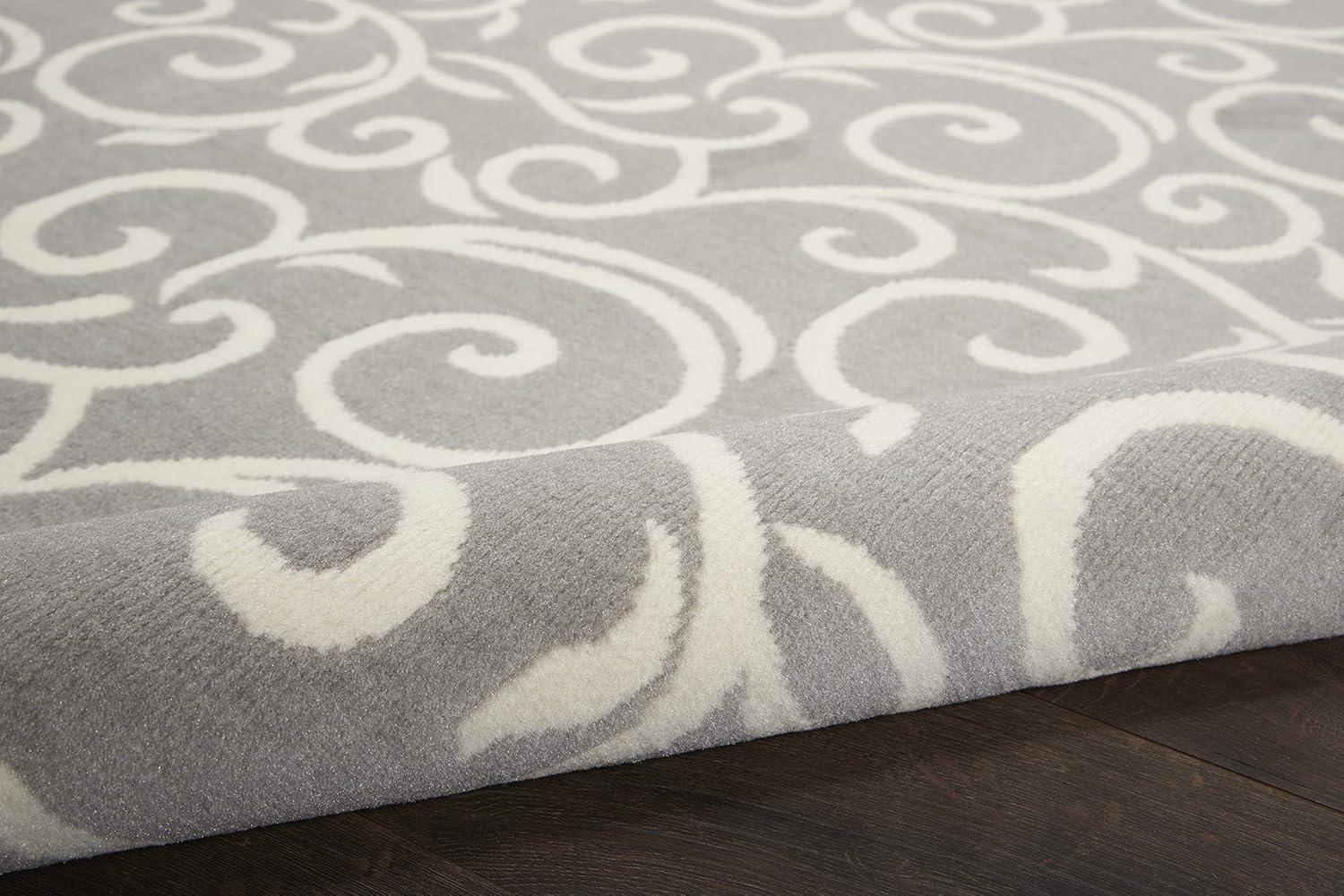 Nourison Grafix 6' x 9' Grey Area Rug Bohemian Contemporary Botanical by Nourison