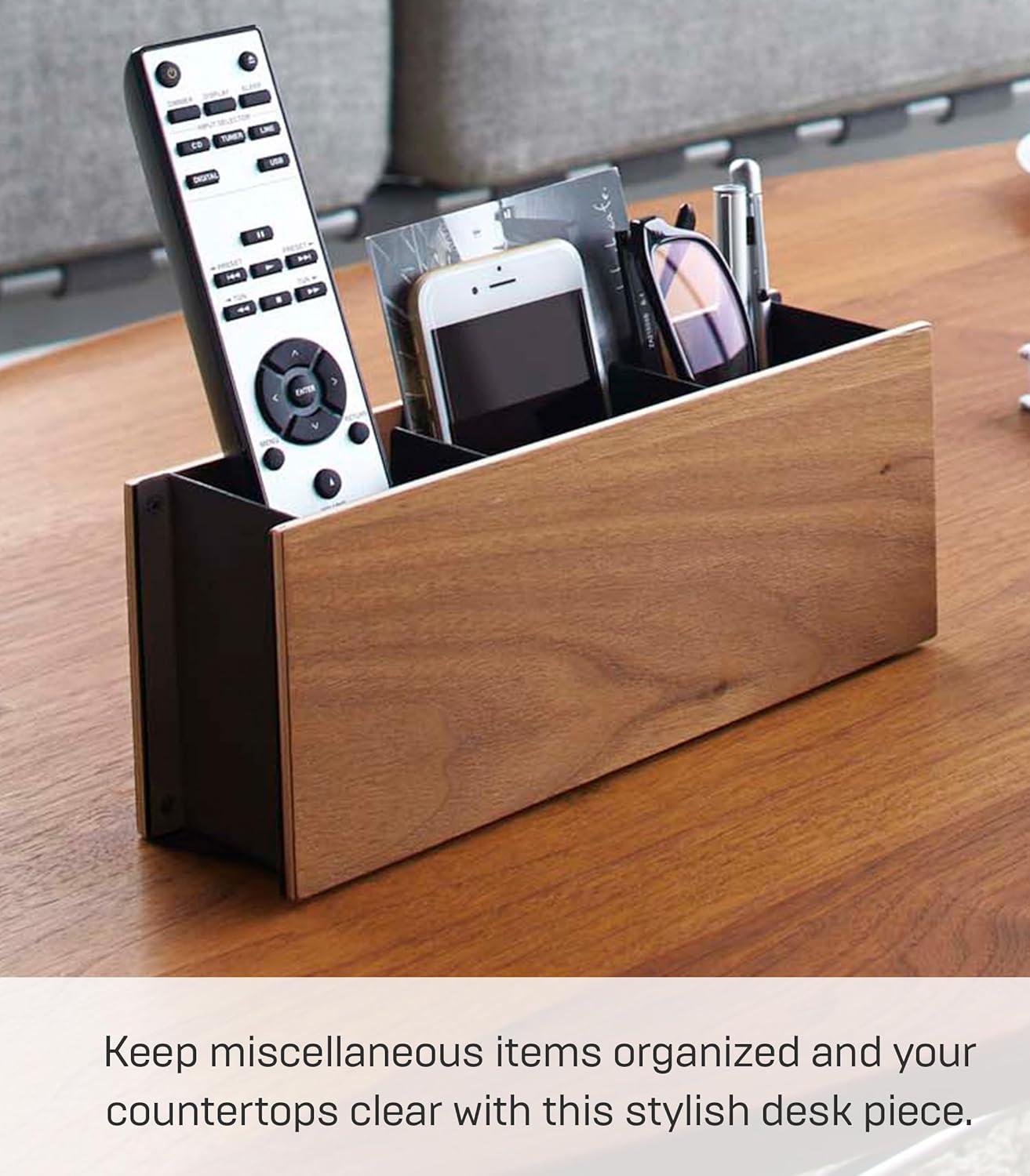 Yamazaki Home Yamazaki Home Desk Organizer - Tv Remote Control And Pen Holder, Steel + Wood