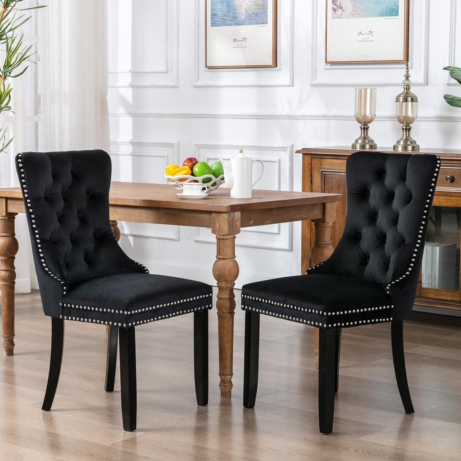 Velvet Upholstered Wing Back Dining Chair (Set of 6)