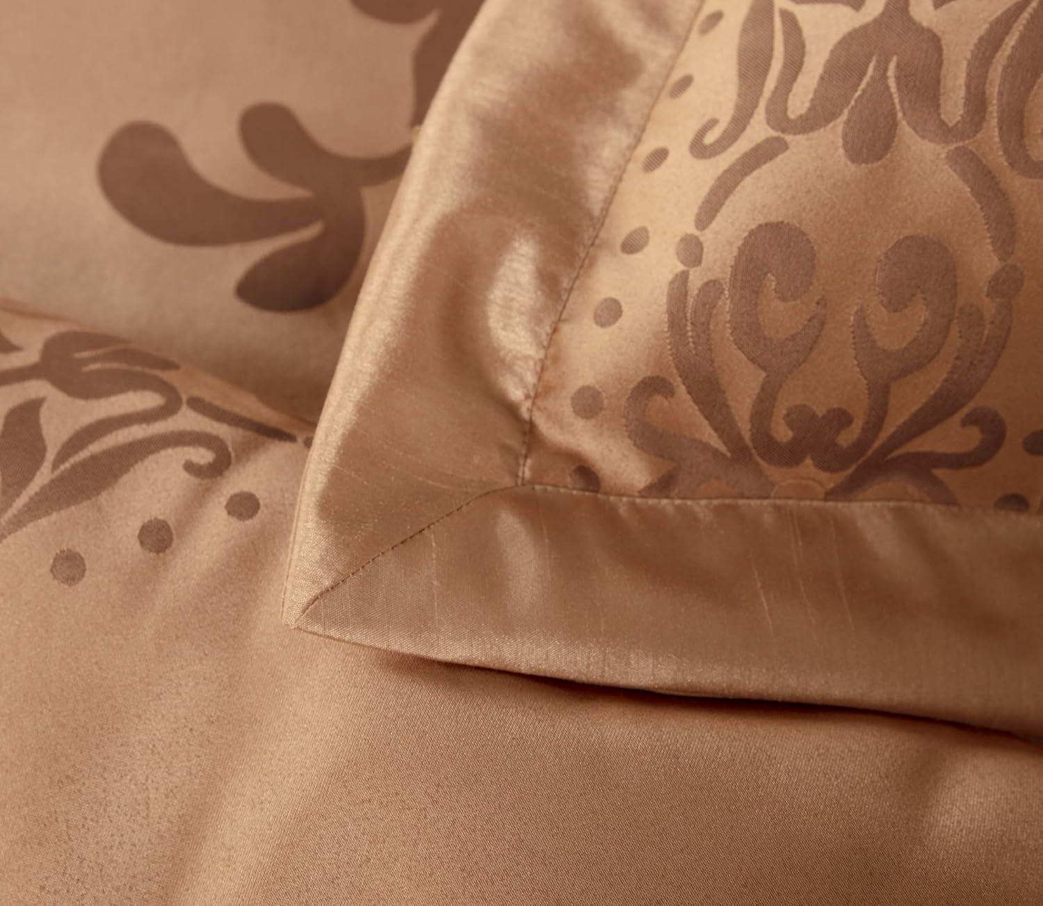 Chezmoi Collection Royale Jacquard Floral 7 Piece Comforter Set