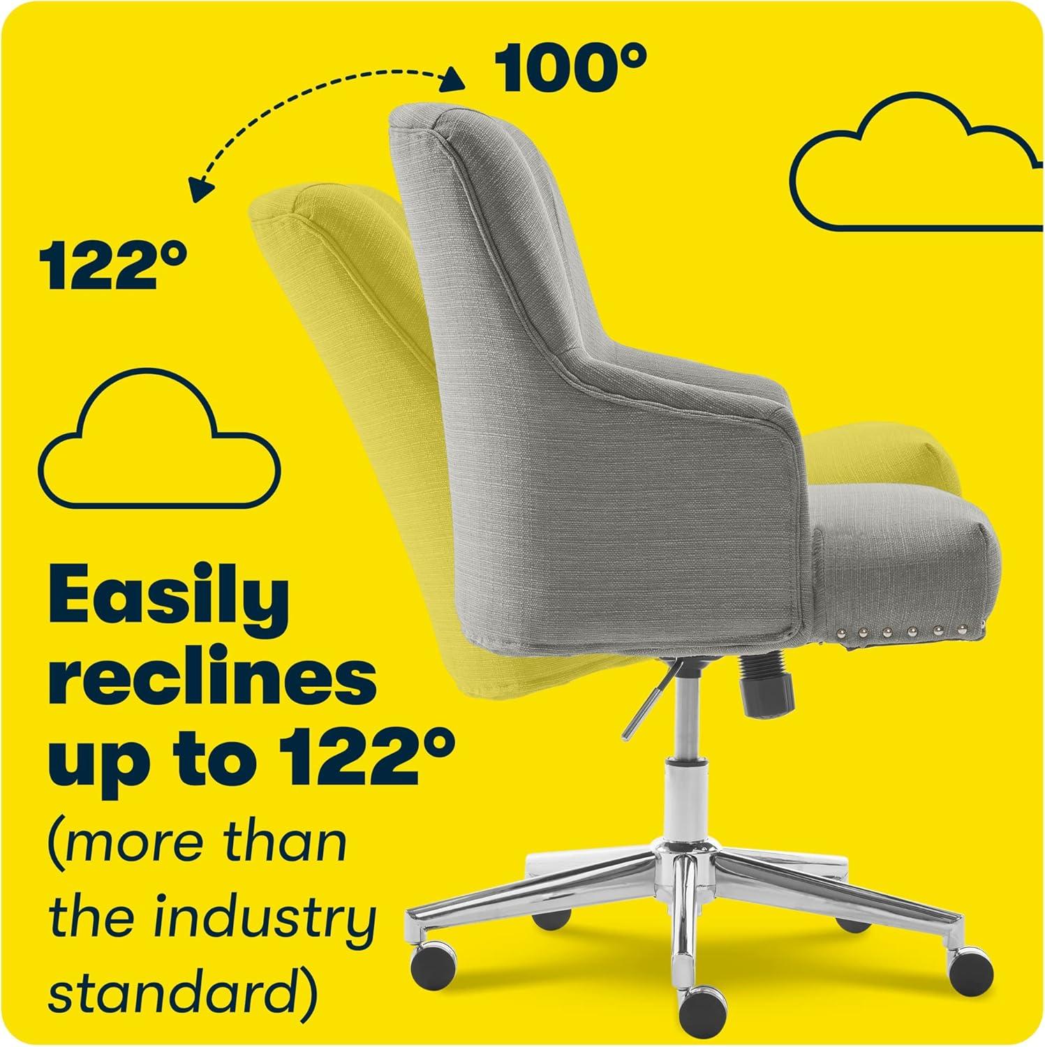 Style Leighton Home Office Chair Medium Gray - Serta: Swivel, Adjustable, Wheeled
