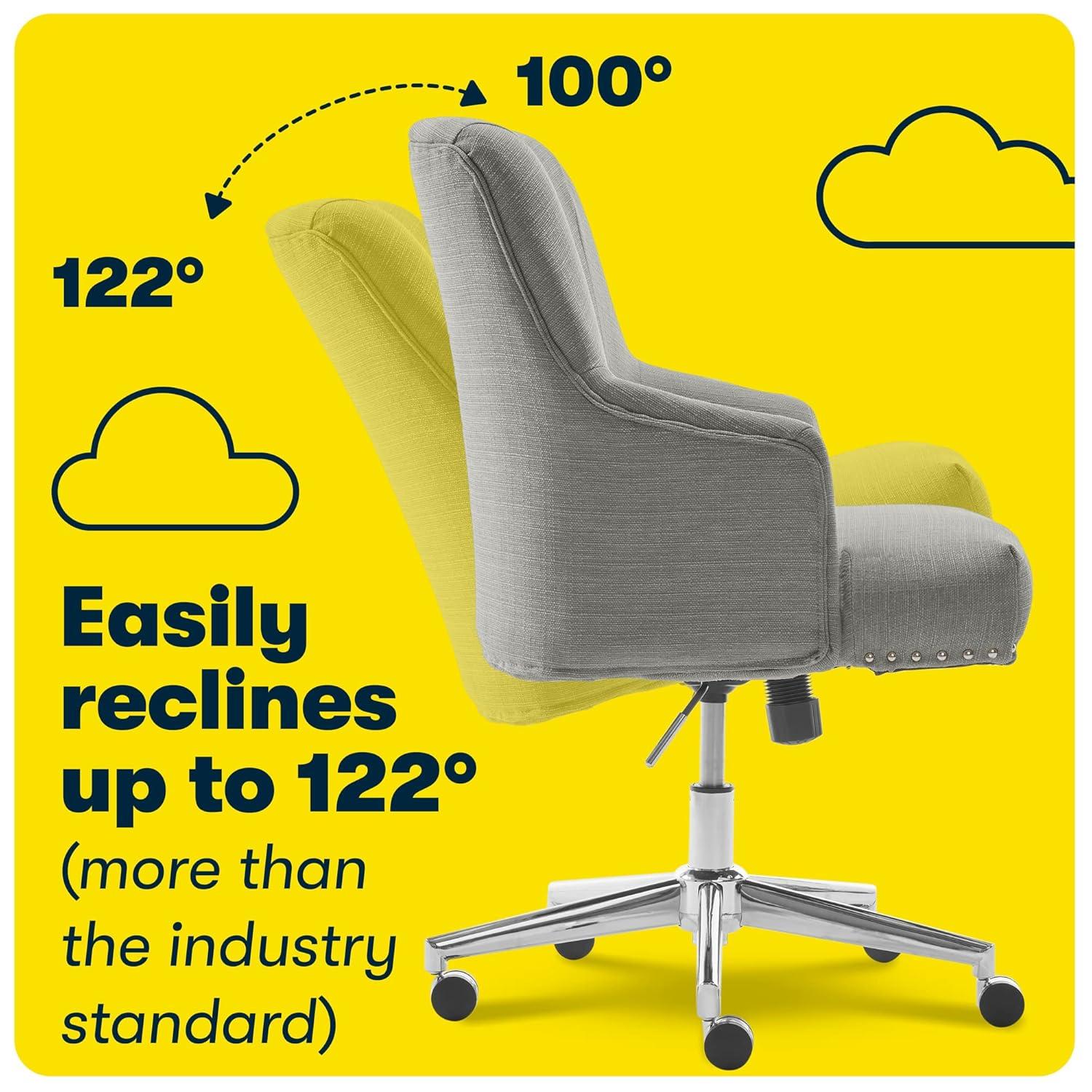 Style Leighton Home Office Chair Medium Gray - Serta: Swivel, Adjustable, Wheeled