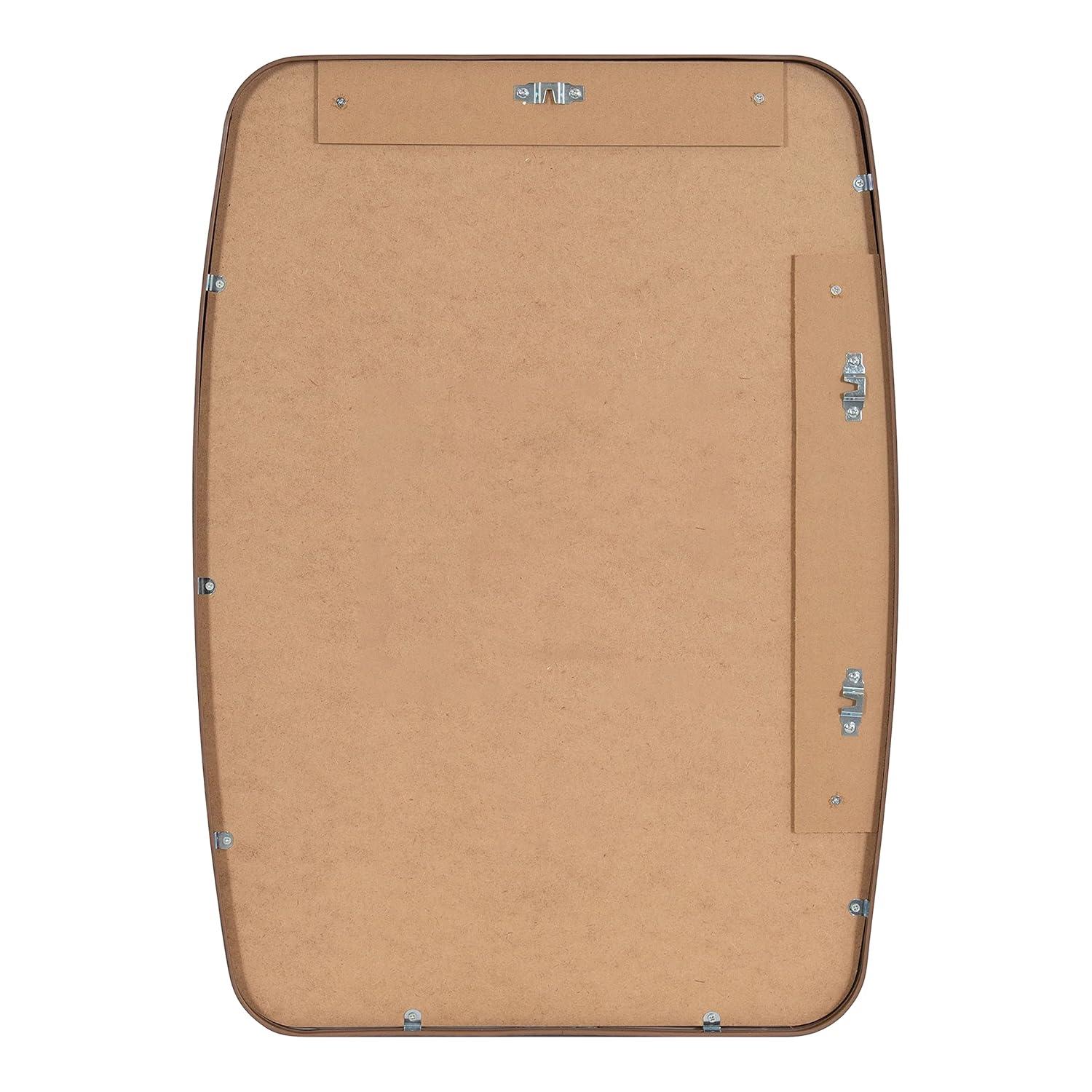 Kate and Laurel Zayda Metal Square Barrel Mirror, 20x28, Walnut Brown