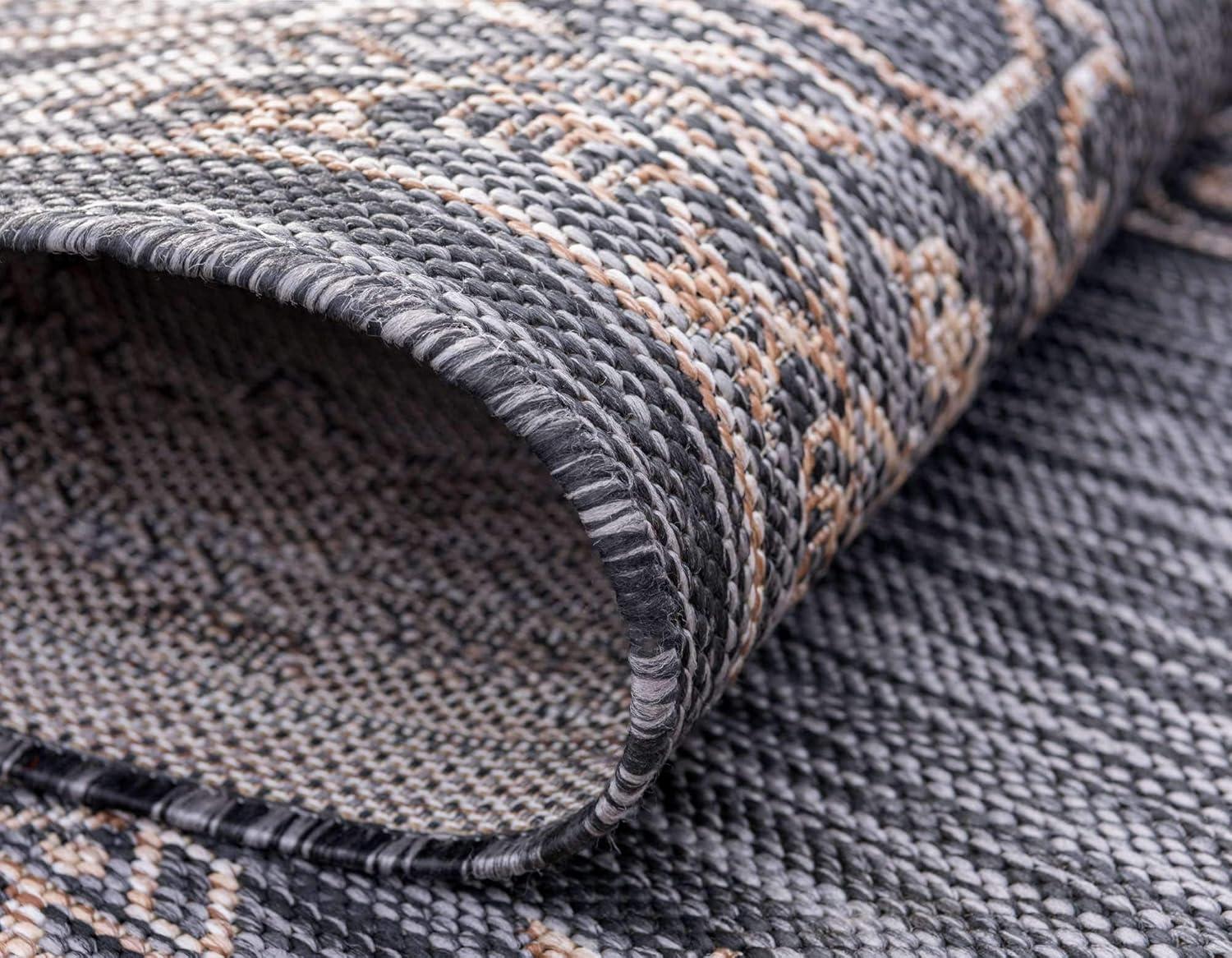 Unique Loom 6' 1 x 9' 0 Rectangle Indoor/Outdoor Traditional Charcoal Gray Area Rug