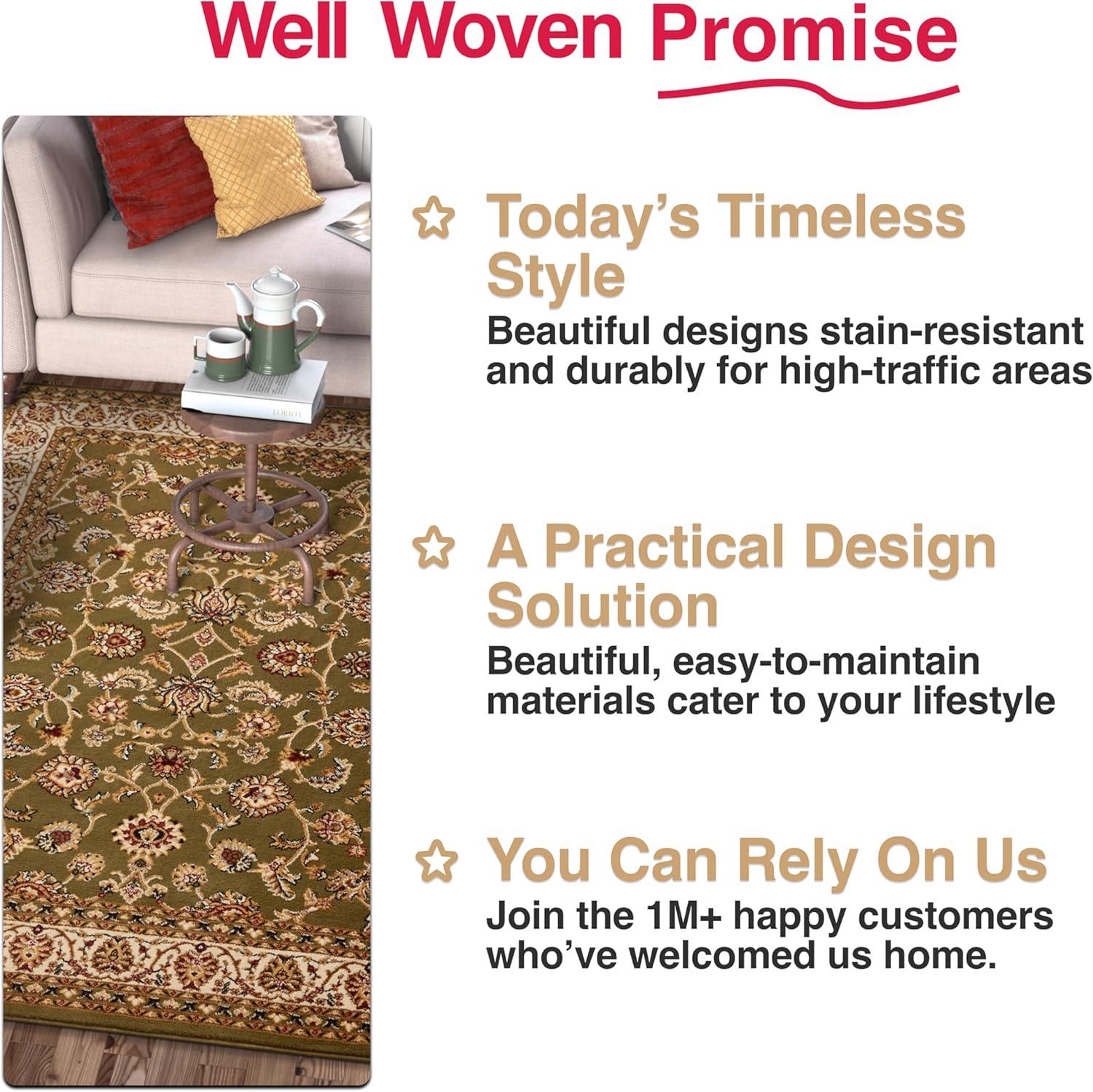 Well Woven Barclay Sarouk Traditional Oriental Panel Green 6'7" x 9'6" Area Rug