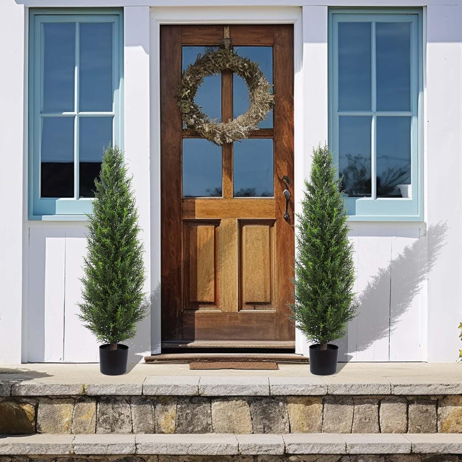 DR.Plazen 2 Pack 33 Leaves  Lifelike Artificial Boston Fern Plants, Premium Faux Greenery for Home Office Porch Decor, Hanging or Pot Display, Indoor/Outdoor Use (Pot Not Included)​