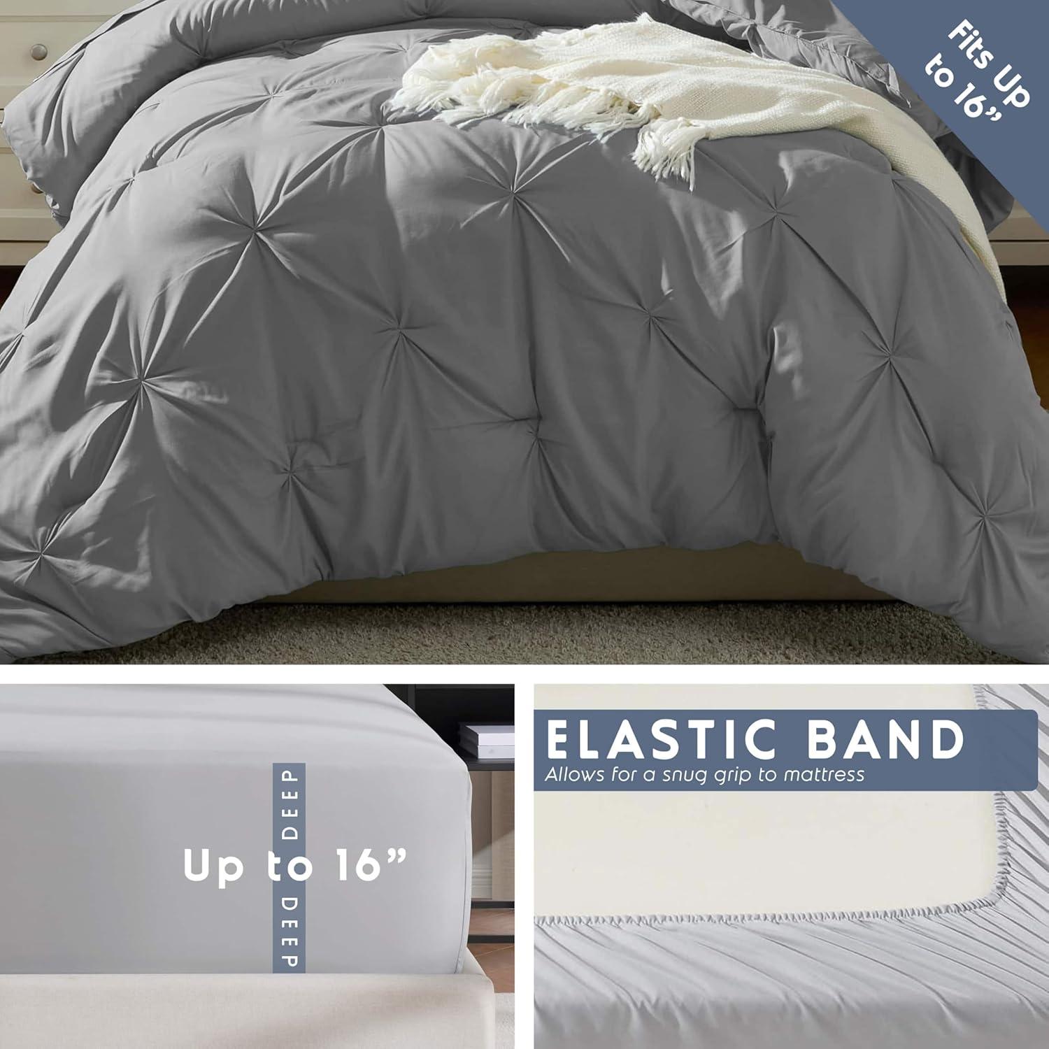 Bed-in-A-Bag Pleated Comforter Set with Bed Sheets