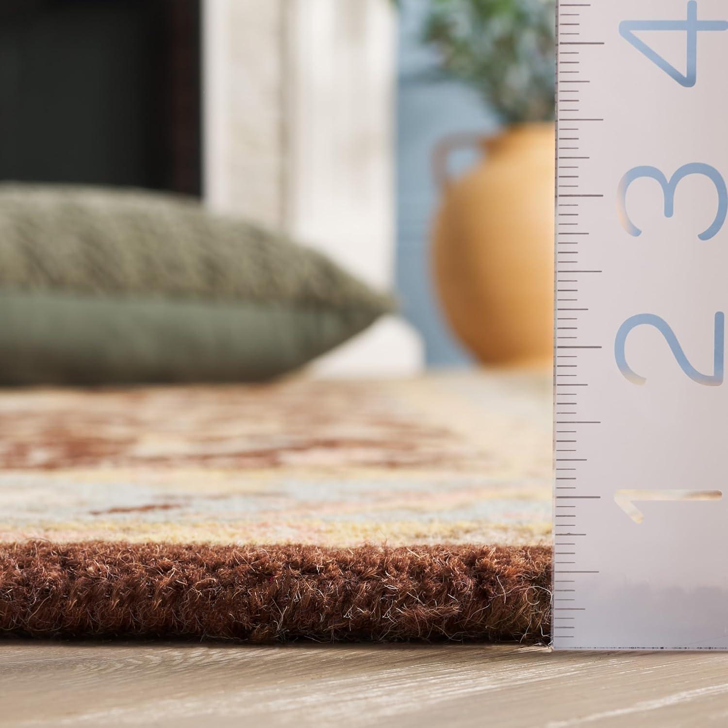 Antiquity AT14 Hand Tufted Indoor Area Rug - Brown/Green - 3'6" Round - Safavieh