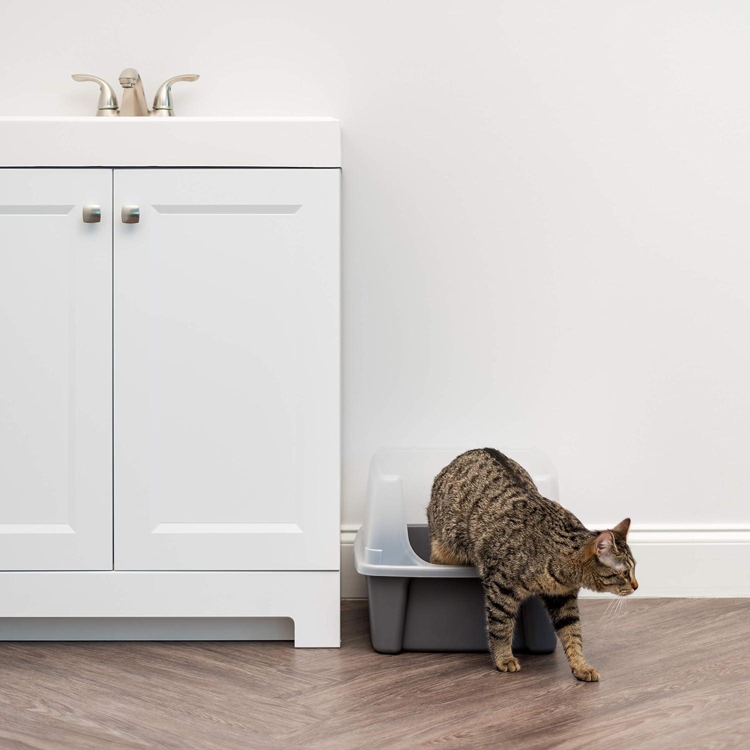 IRIS USA, Open-Top Cat Litter Box with Shield with Scoop