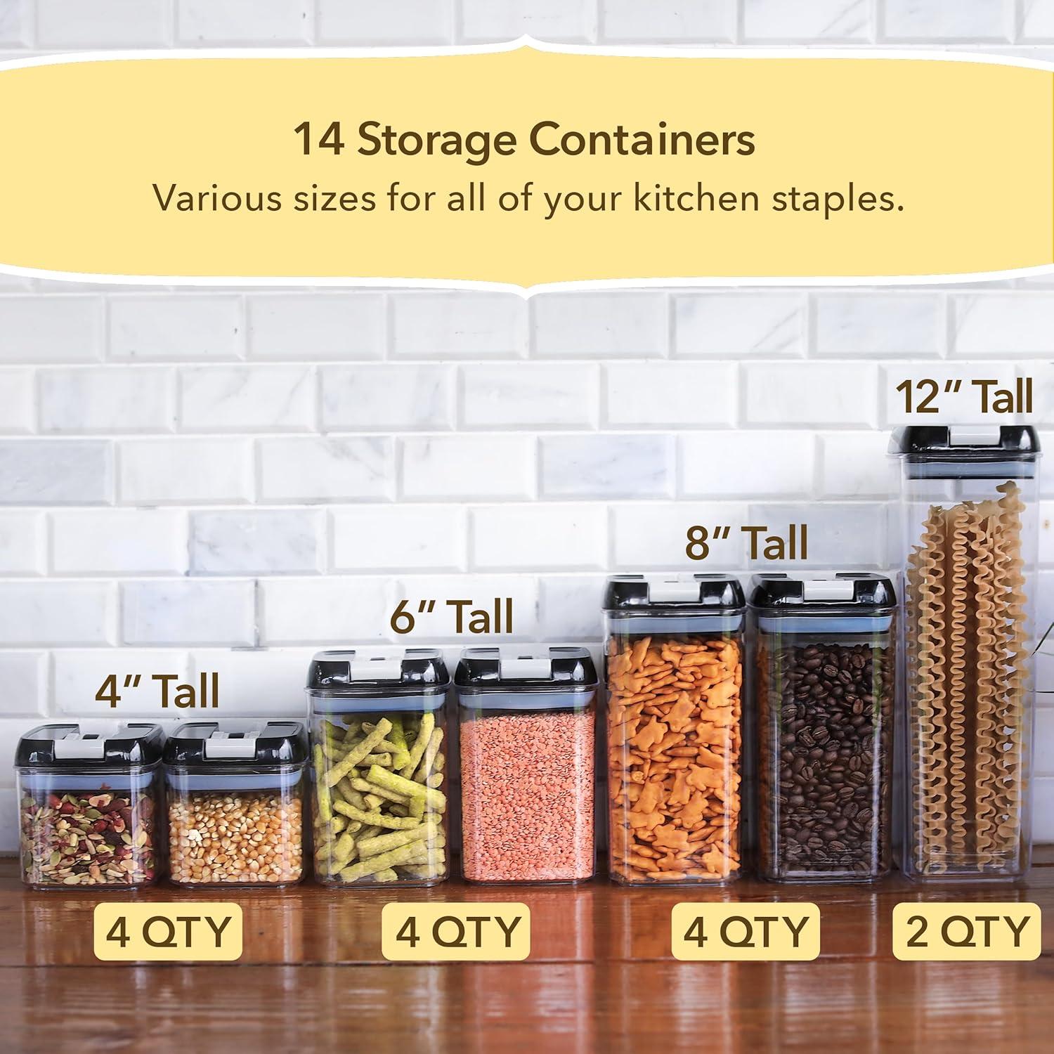 Simply Gourmet Food Storage Containers for Kitchen Organization - Pack of 7 BPA-Free Airtight Organizers for Flour, Sugar, Coffee & More - Includes Labels & Marker 7pack