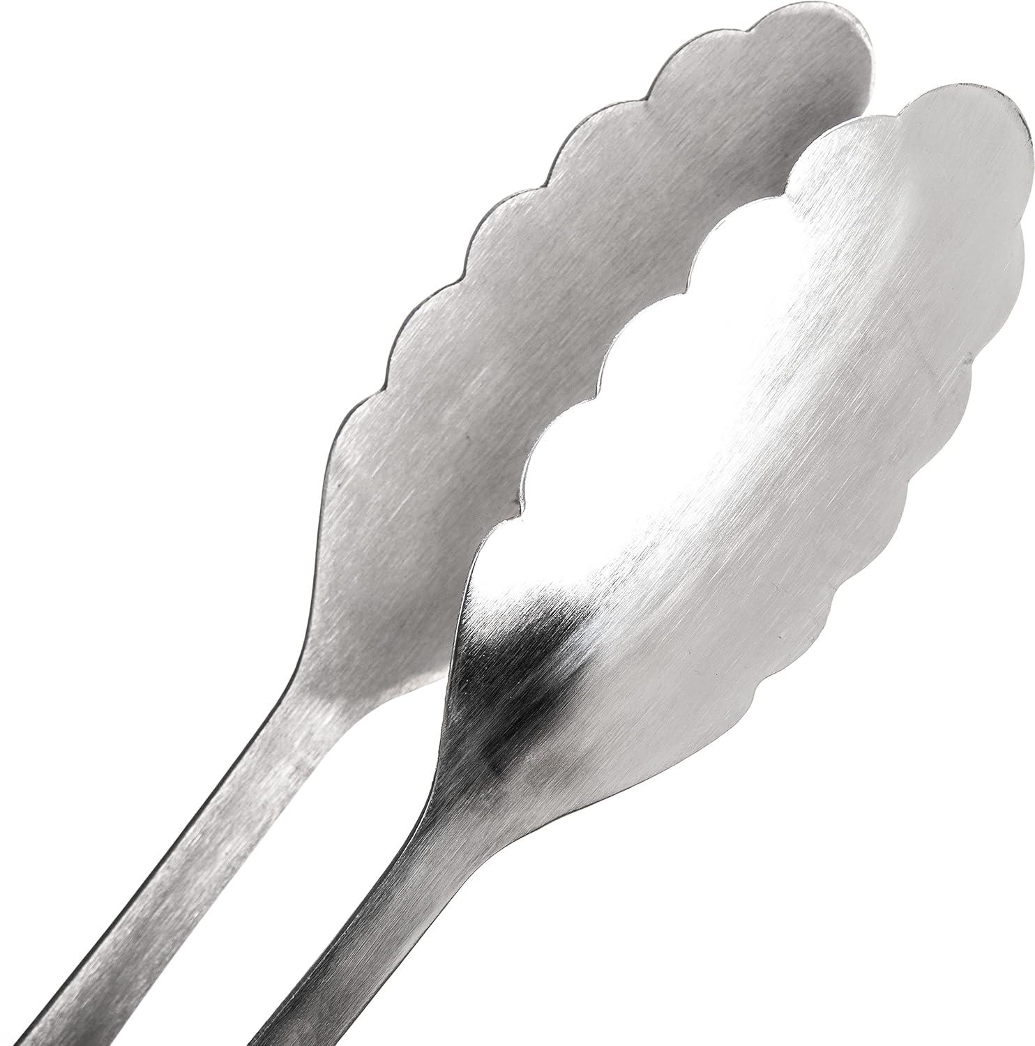 10.5" Stainless Steel Scalloped Serving Tongs