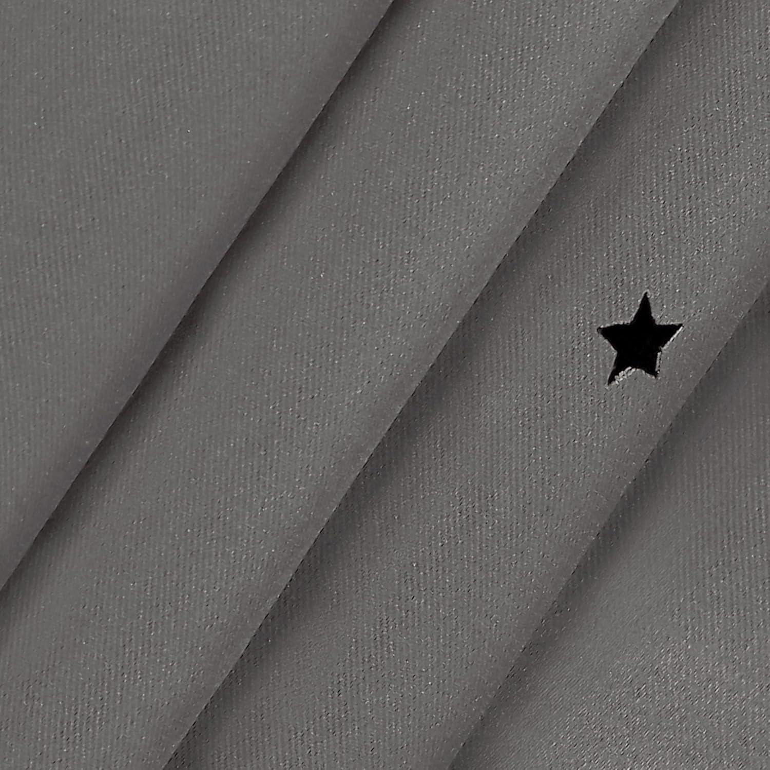 Eclipse Dreamer Star Laser Cut Room Darkening Grommet Window Curtains for Kids Bedroom or Nursery (2 Panels), 34 in x 84 in, Grey