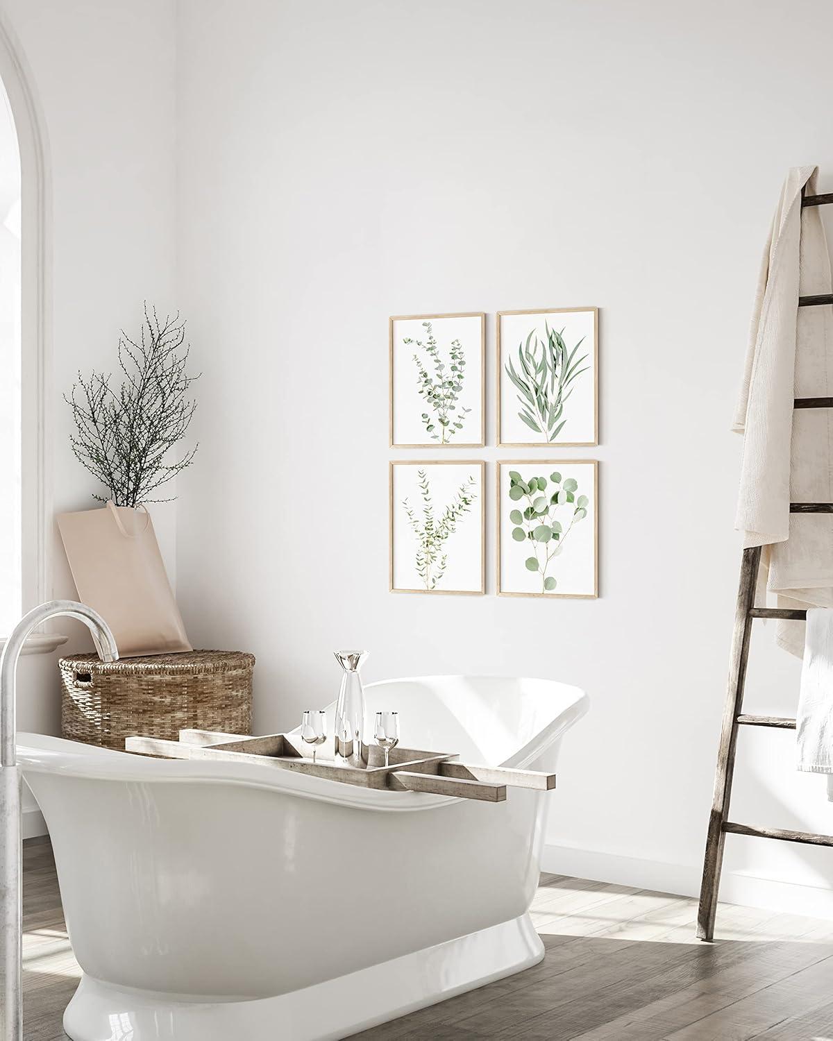 IDEA4WALL Minimal Botanical " IDEA4WALL Framed Pastel Green Forest Leaf Variety Wall Art, Set Of 4 Nature Wilderness Wall Decor Prints, Botanical Floral Wall Decor For Living Room, Bedroom " 4 - Pieces