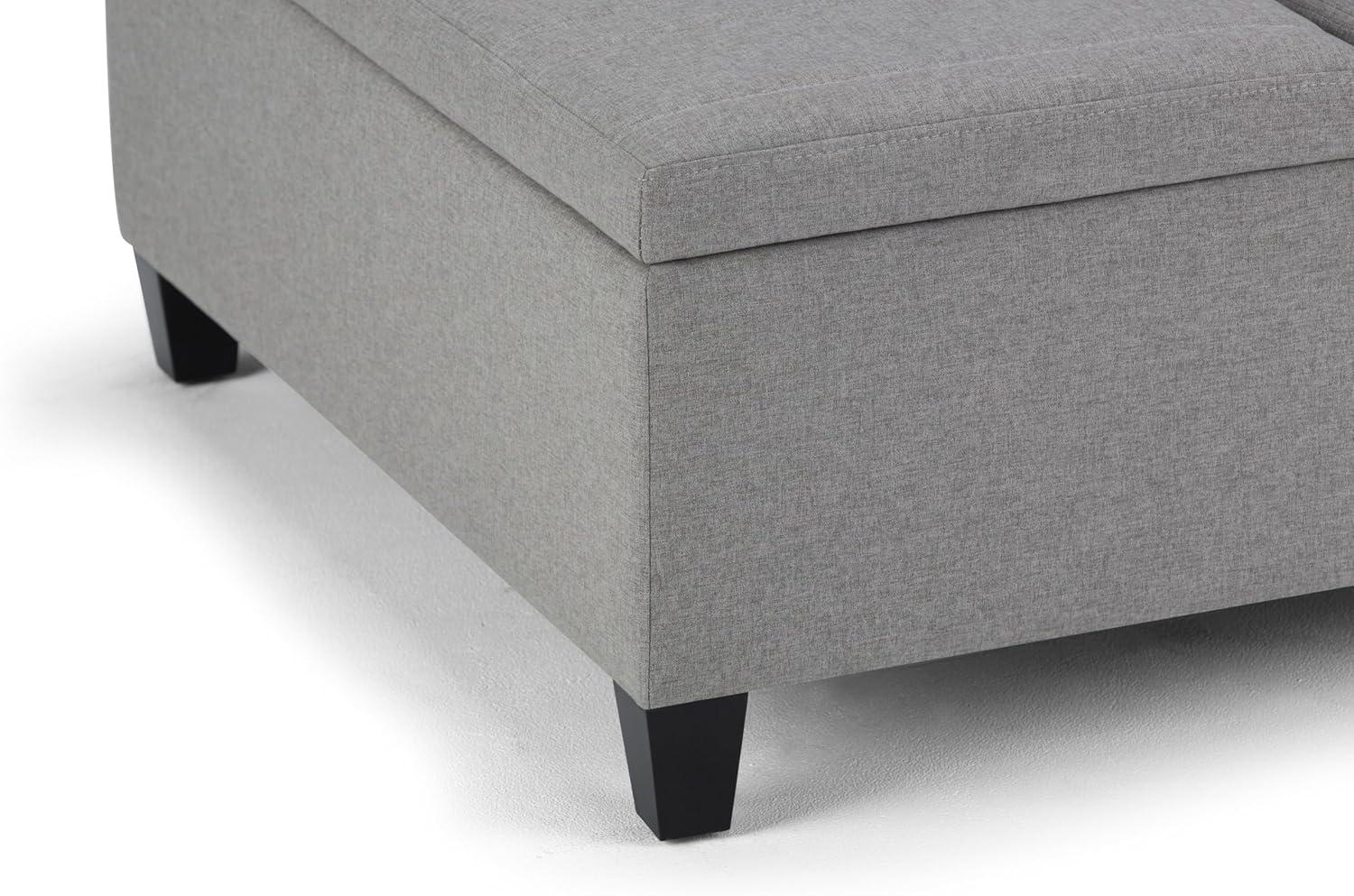 Ellis 36" Dove Grey Linen Look Fabric Coffee Table Ottoman