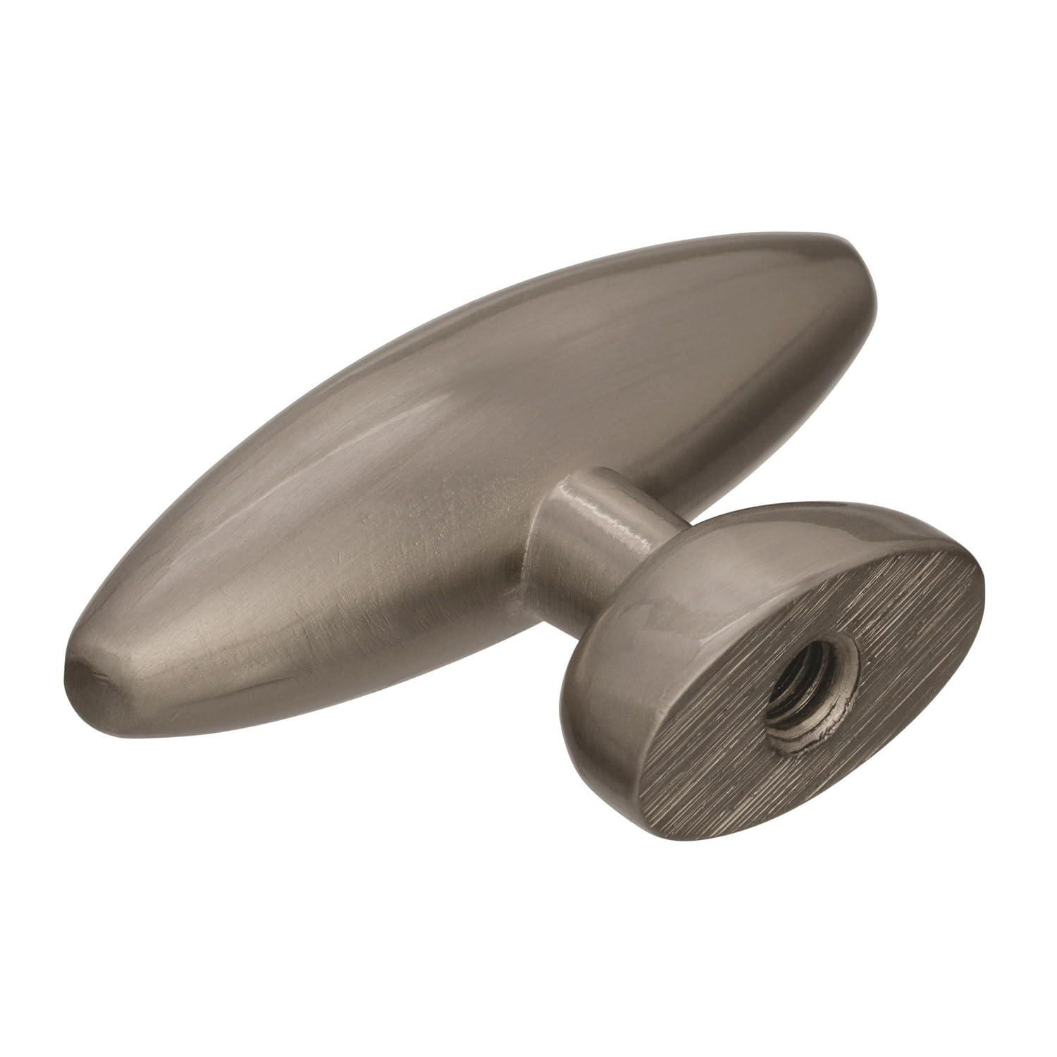 Satin Nickel Oval T-Handle Cabinet Knob with Mounting Hardware