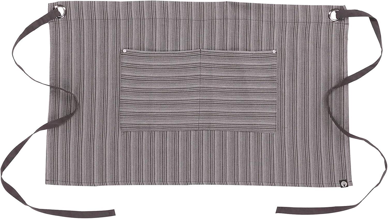 Charcoal Gray Striped Cotton Blend Half Bistro Apron