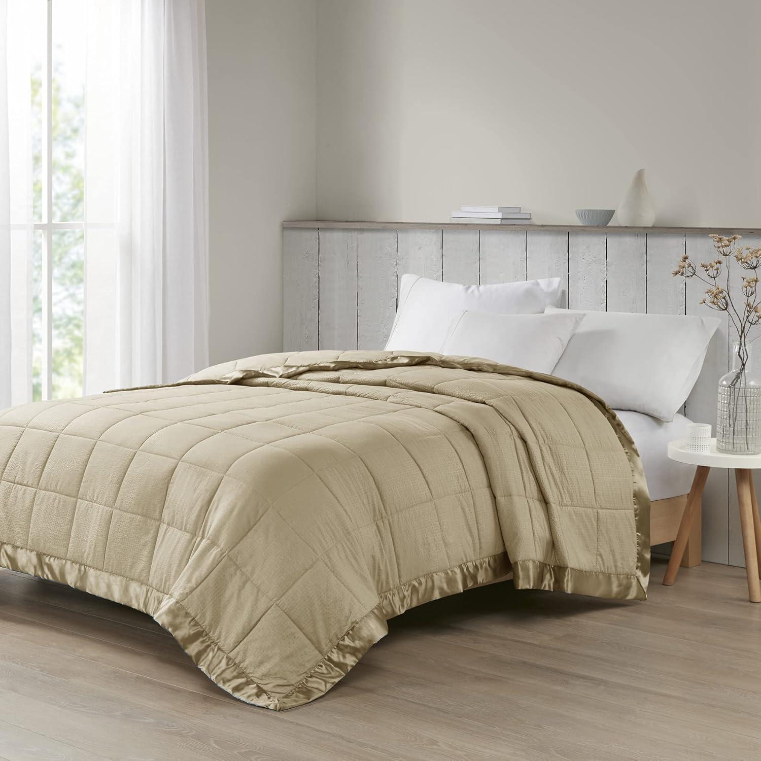 Madison Park Cambria Oversized Down Alternative Blanket with Satin Trim