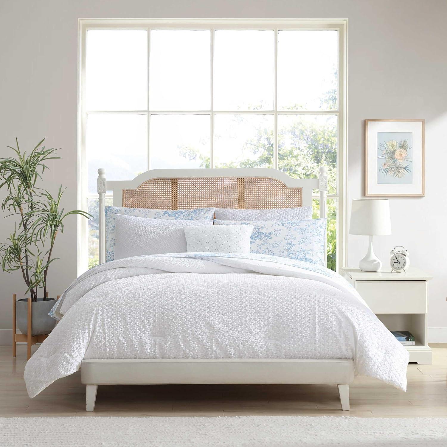 Laura Ashley Laura Ashley Margaret White Easy Care Reversible Dorm Bonus Bed Set