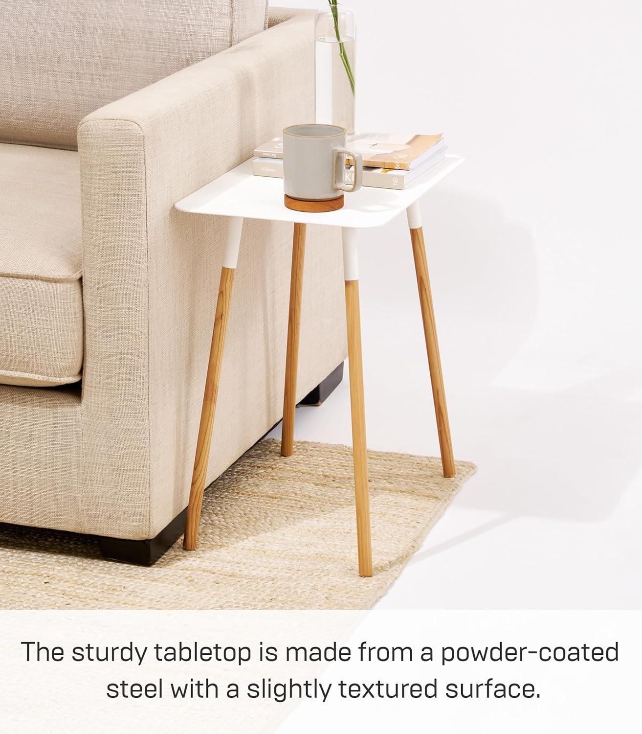 Yamazaki Home Modern Rectangular Side Table For Living Room Or Small Bedside Steel + Wood End Table