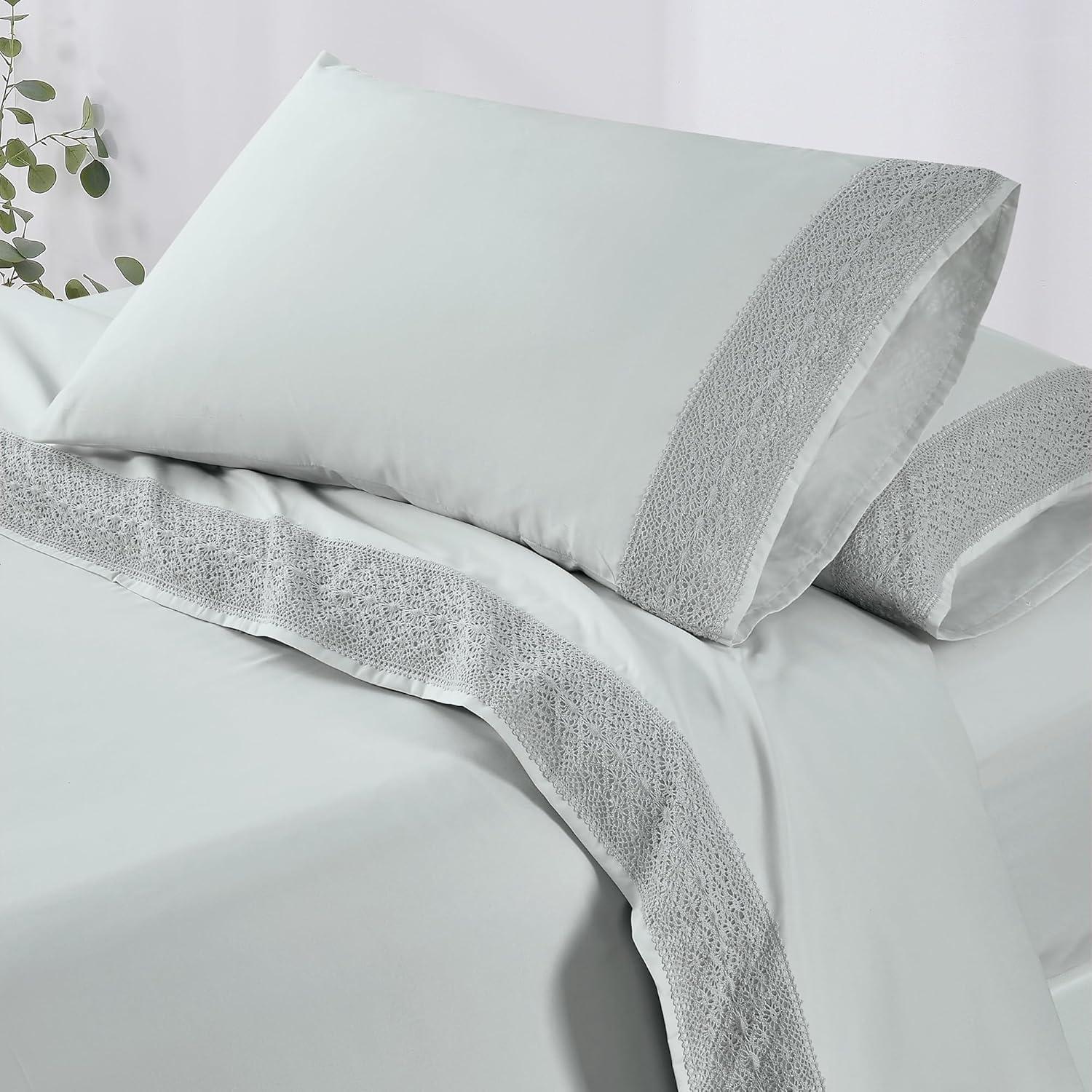 Modern Threads Yate Soft Microfiber Crochet Lace Sheets - Luxurious Microfiber Bed Sheets - Includes Flat Sheet, Fitted Sheet with Deep Pockets, & Pillowcases & Reviews | Wayfair