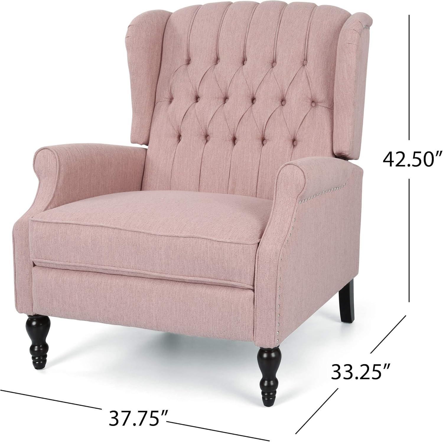 Appaloosa Oversized Wingback Press-Back Recliner Pink - Christopher Knight Home: Chic Tufted, Nailhead Trim, Polyester Upholstery