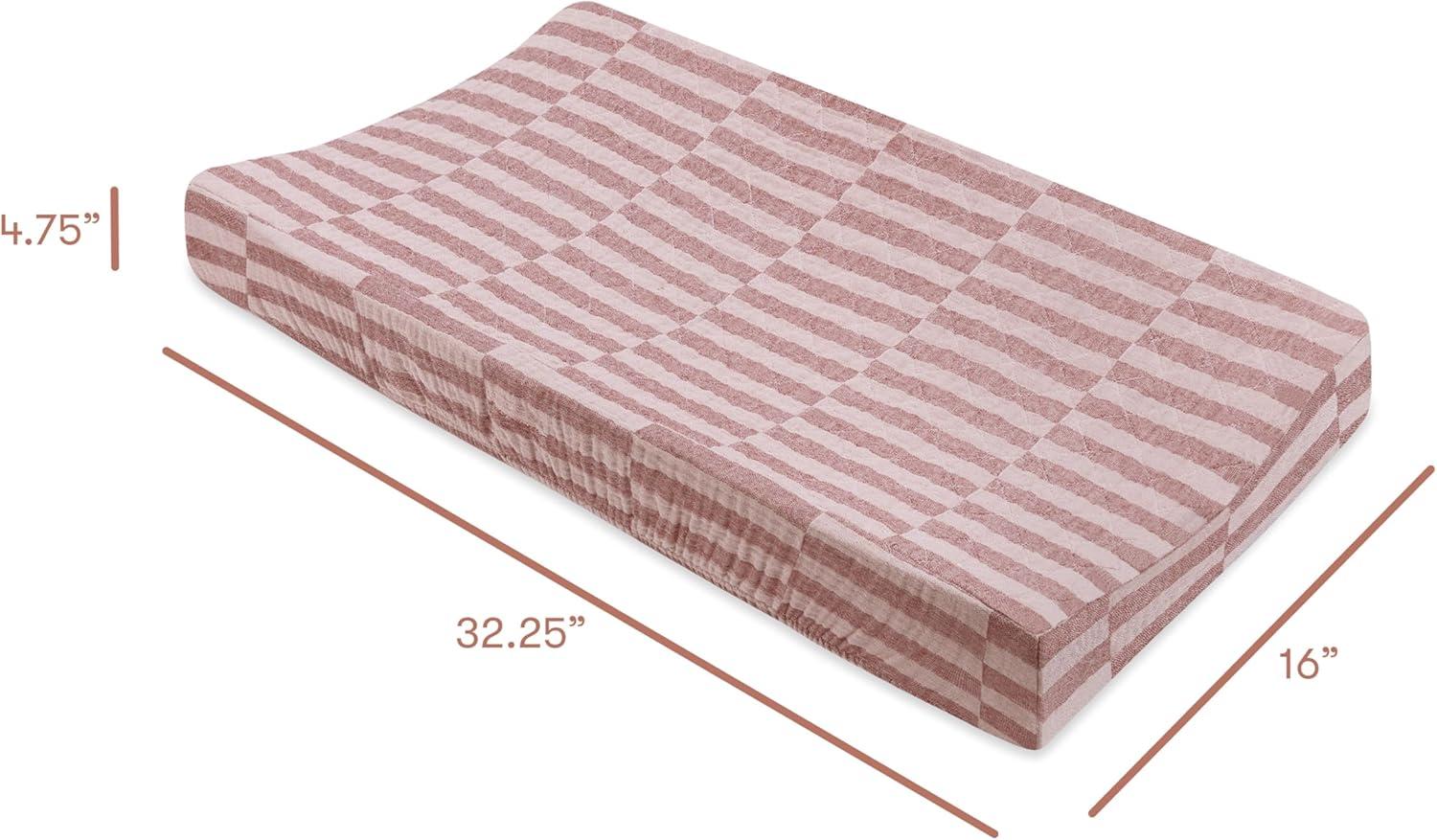 babyletto Maroon Stripe Quilted Muslin Changing Pad Cover