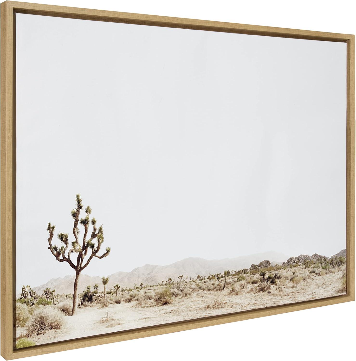 Kate and Laurel Sylvie Lone Joshua Tree Framed Canvas by Amy Peterson Art Studio, 28x38, Natural