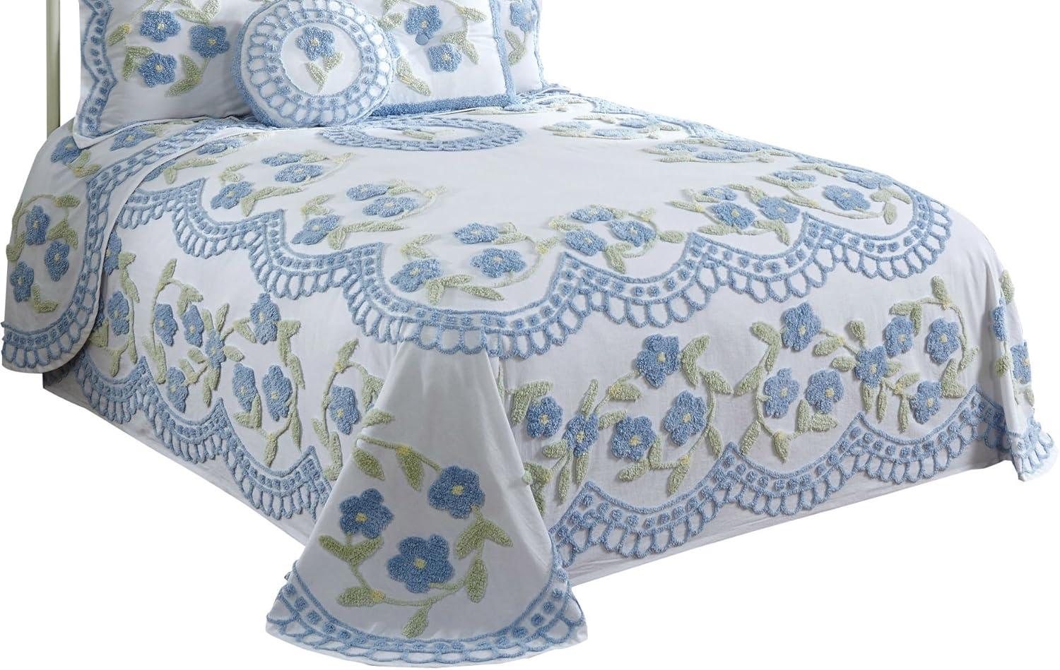 Better Trends Bloomfield 100% Cotton Chenille Coverlet/Bedspread Machine Washable Ultra Soft Floral Pattern All Season Bedding