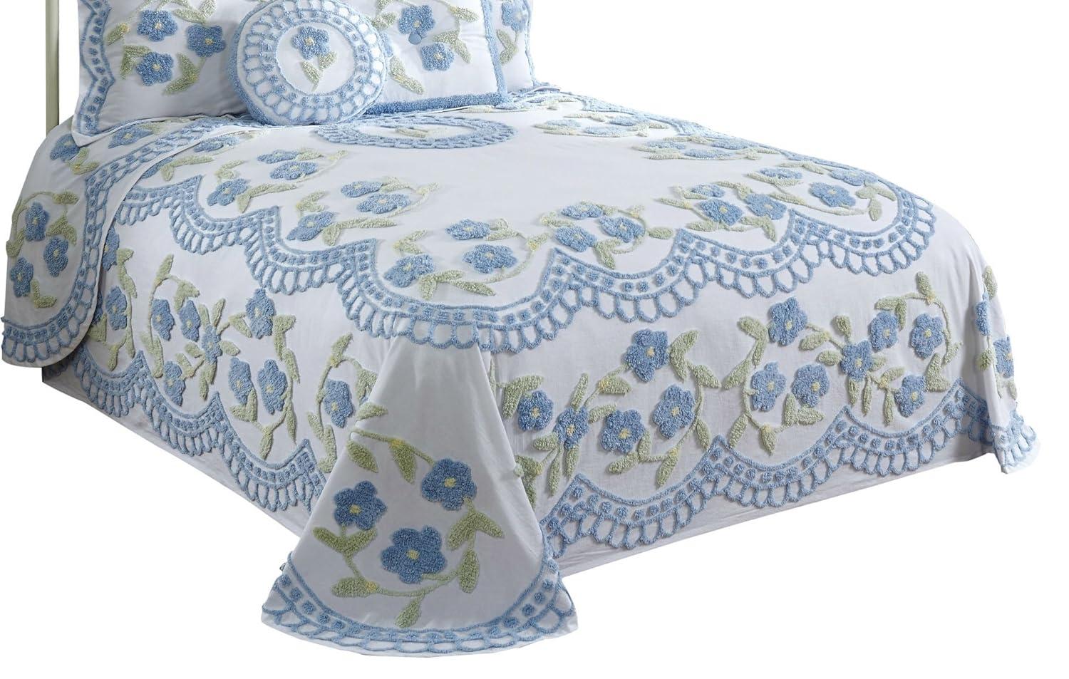 Better Trends Bloomfield 100% Cotton Chenille Coverlet/Bedspread Machine Washable Ultra Soft Floral Pattern All Season Bedding