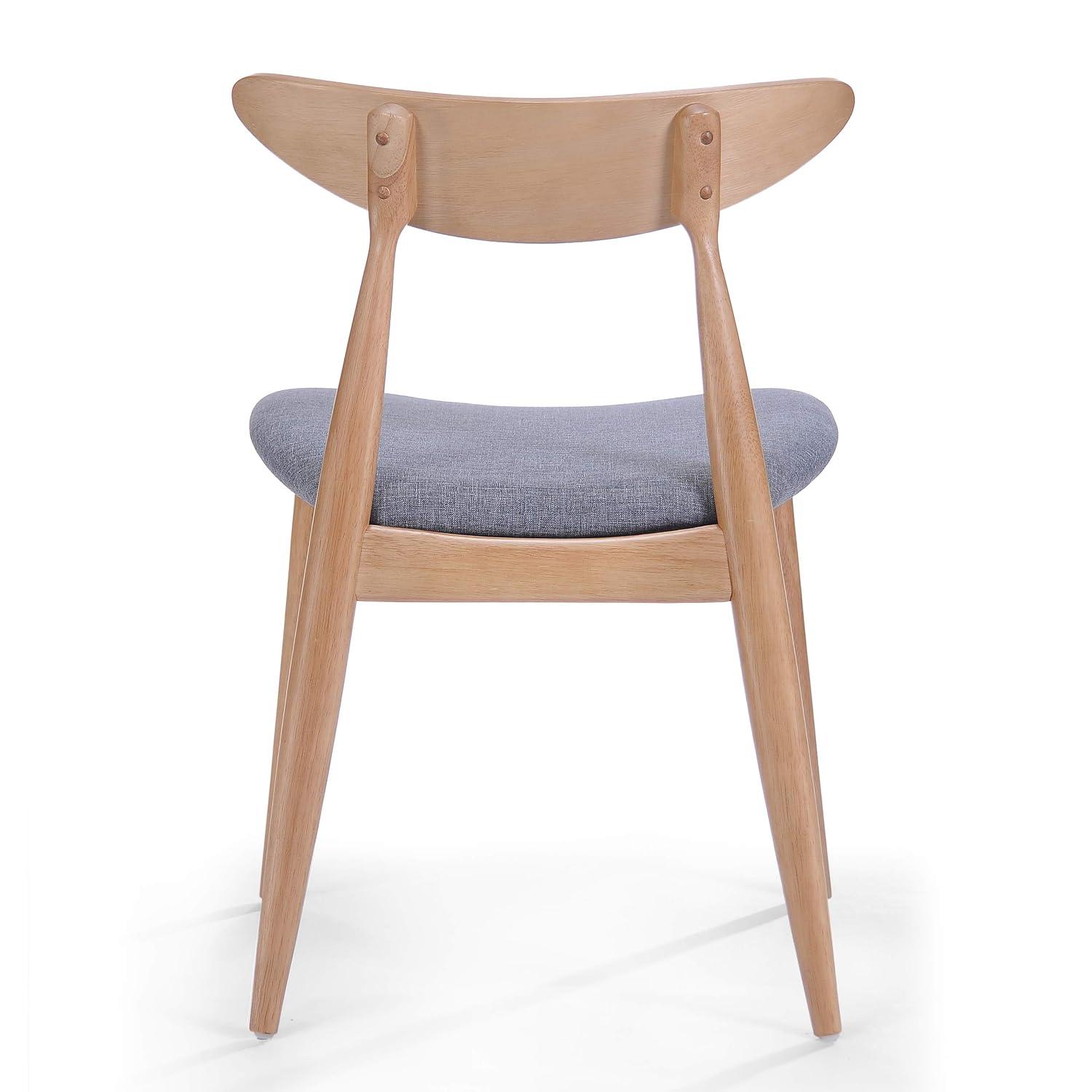 Christopher Knight Home Barron Mid Century Modern Rubberwood Fabric Upholstered Dining Chairs (Set of 2), Gray/Natural Oak