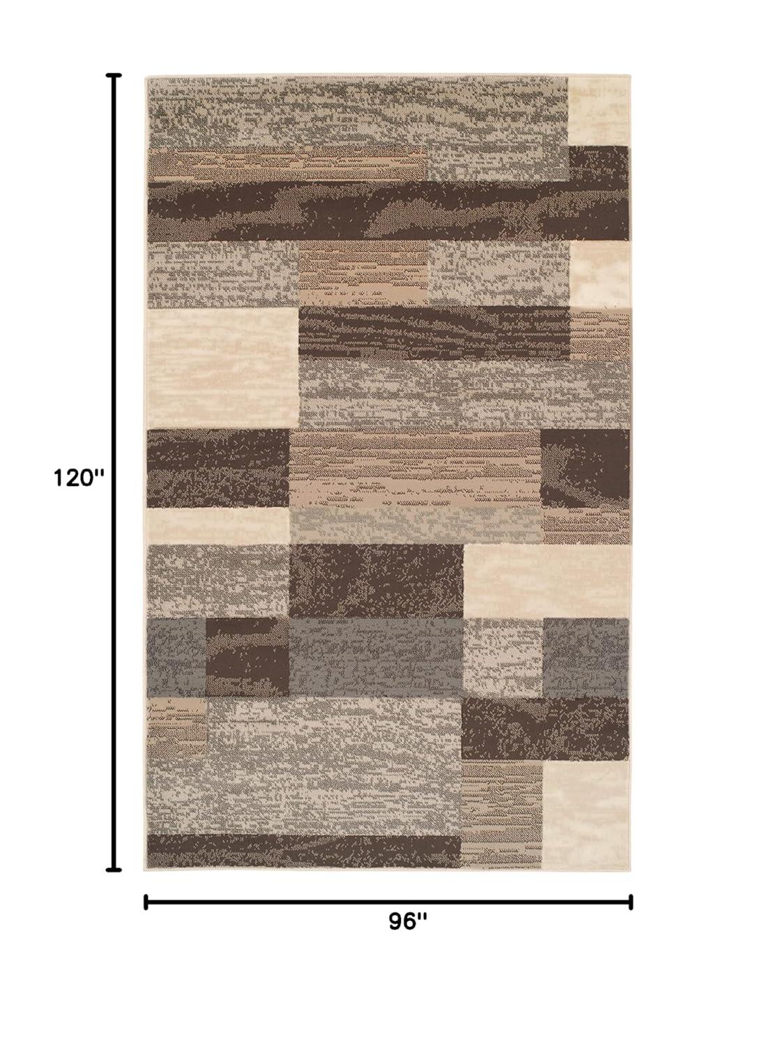 SUPERIOR Indoor Area Rug, Jute Backed, Modern Geometric Patchwork Floor Decor for Bedroom, Office, Living Room, Entryway, Hardwood Floors, Rockwood Collection, 8' x 10', Slate