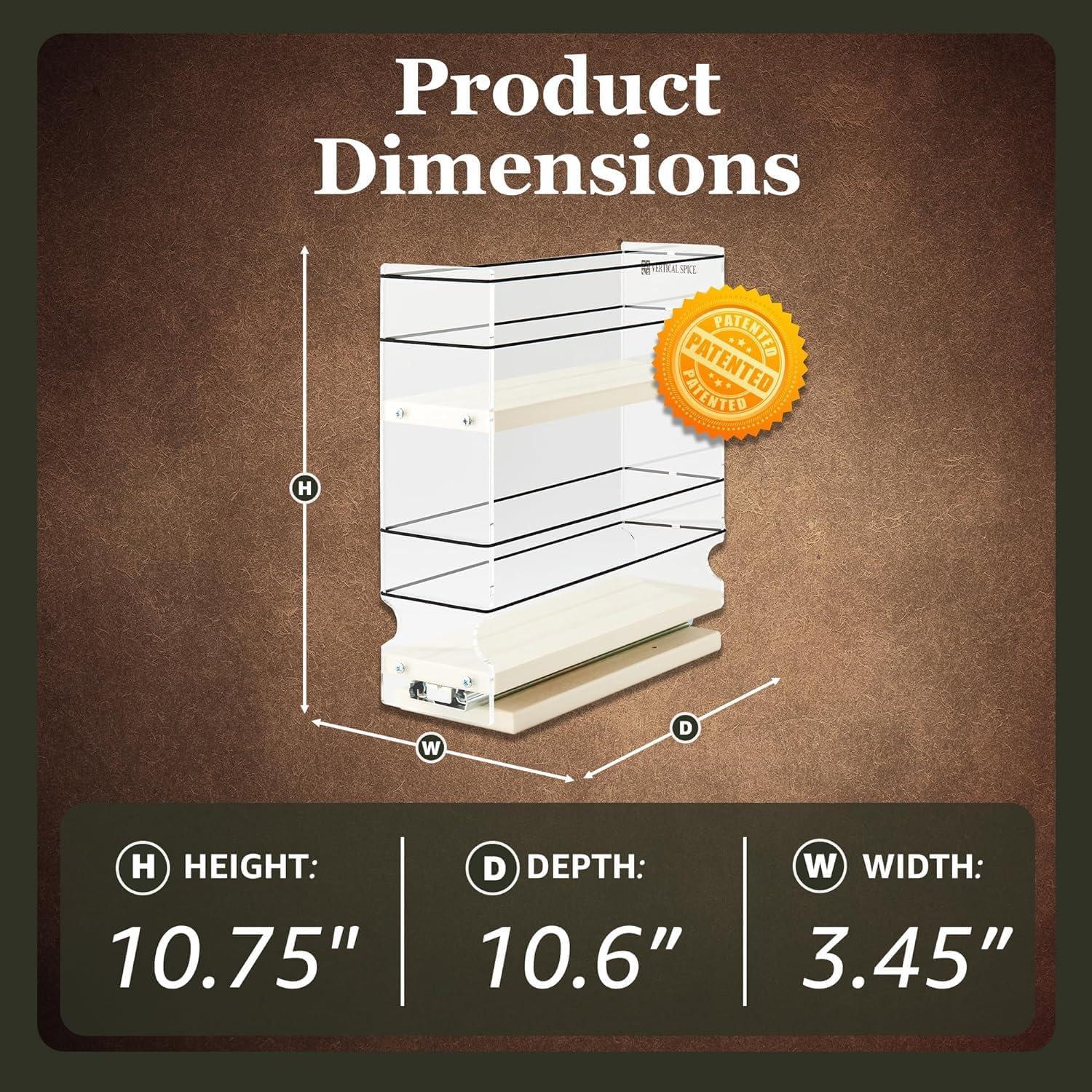 Large Container 3.25" Wide Drawer 2 Tier Spice Rack with Flex-Sides Best Fit in 12" High Space